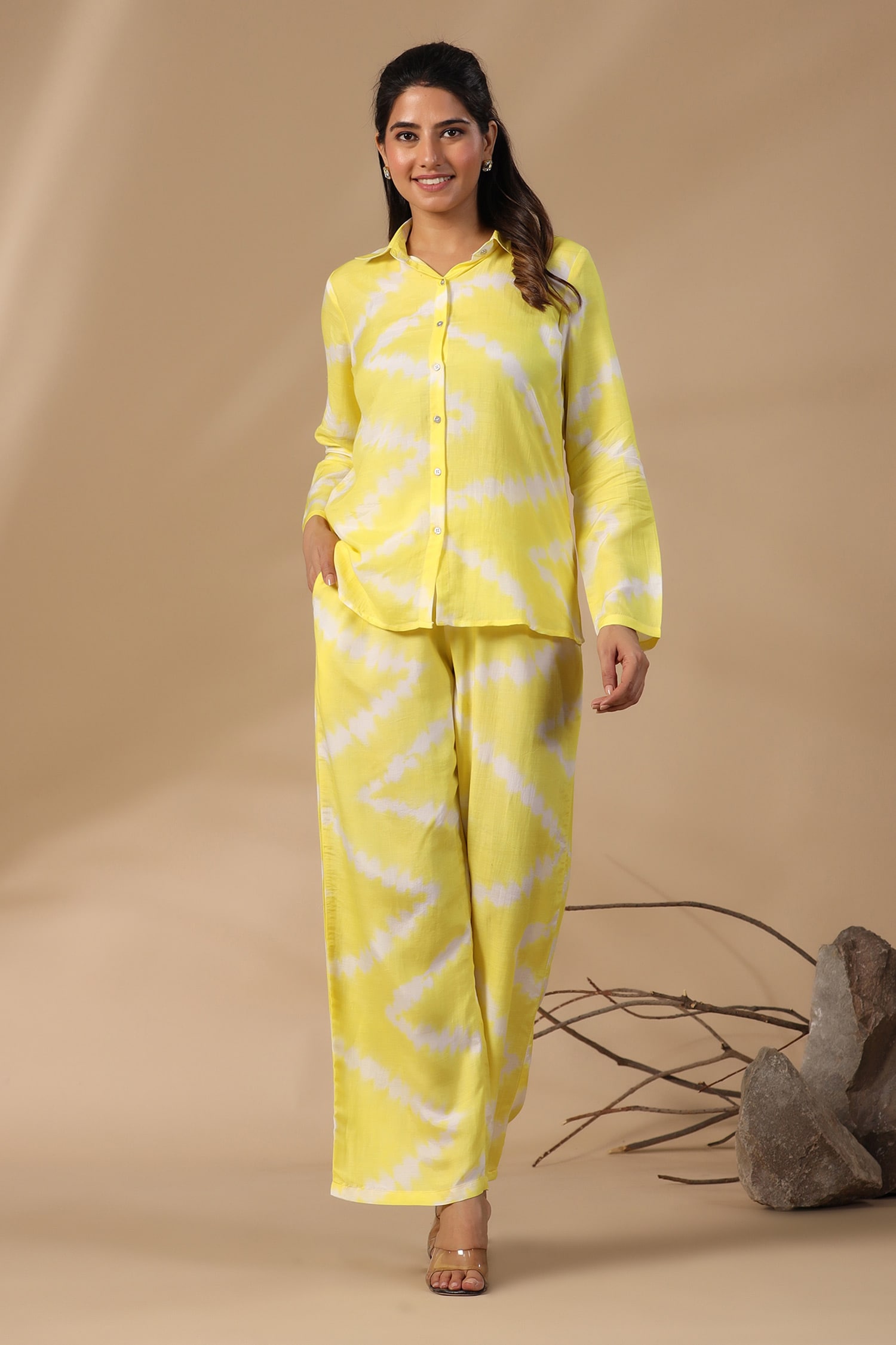 Buy Multi Color Muslin Printed Abstract Shirt Collar And Pant Set For Women  by Bairaas Online at Aza Fashions.