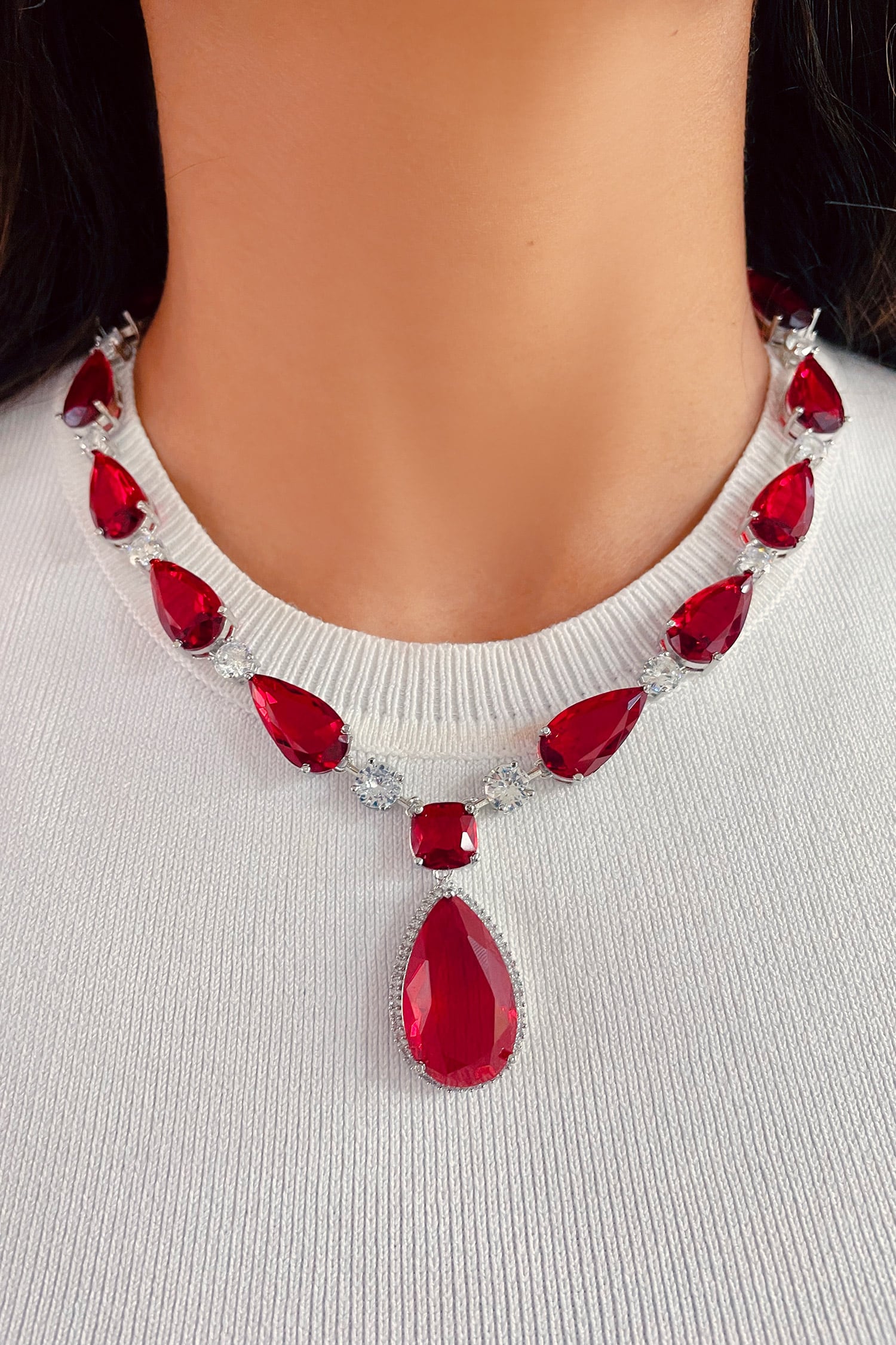 Sold at Auction: Natural Red Ruby Necklace