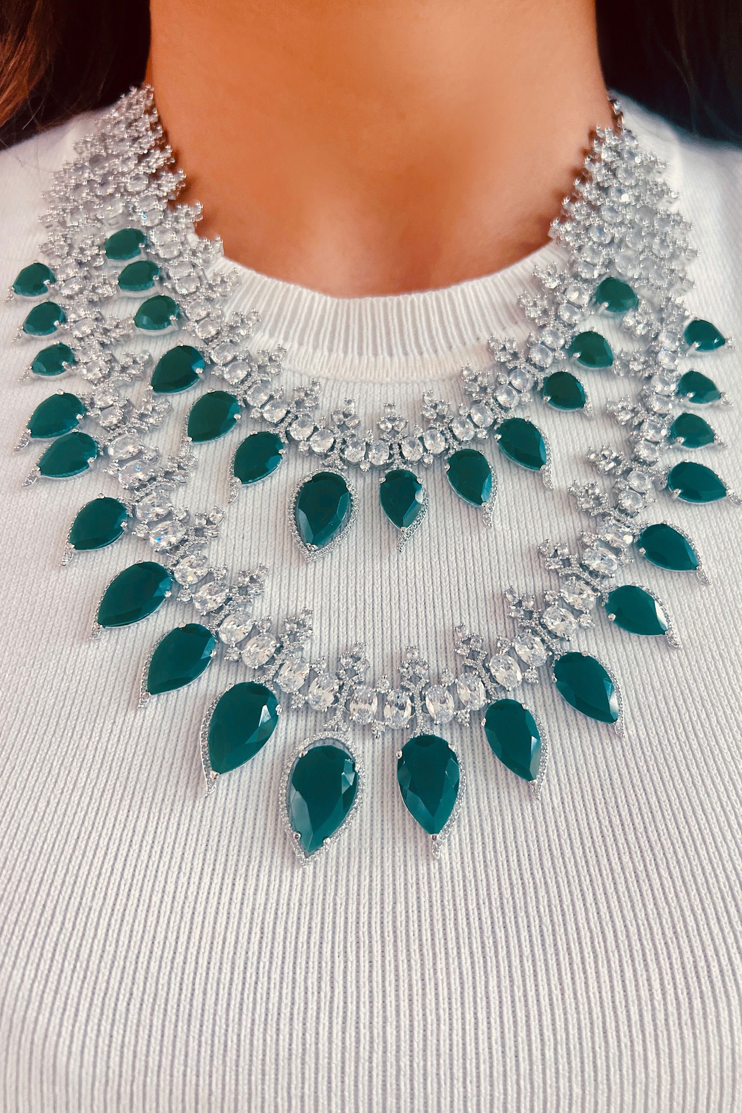 Manfredi Jewels 18k White Gold Emerald & Diamond Necklace - Jewelry |  Manfredi Jewels