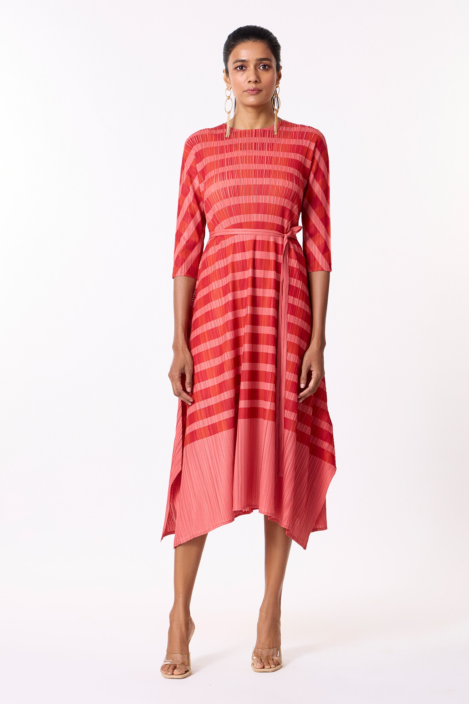 Buy Lyra Printed Asymmetric Dress With Belt by Scarlet Sage at Aza Fashions