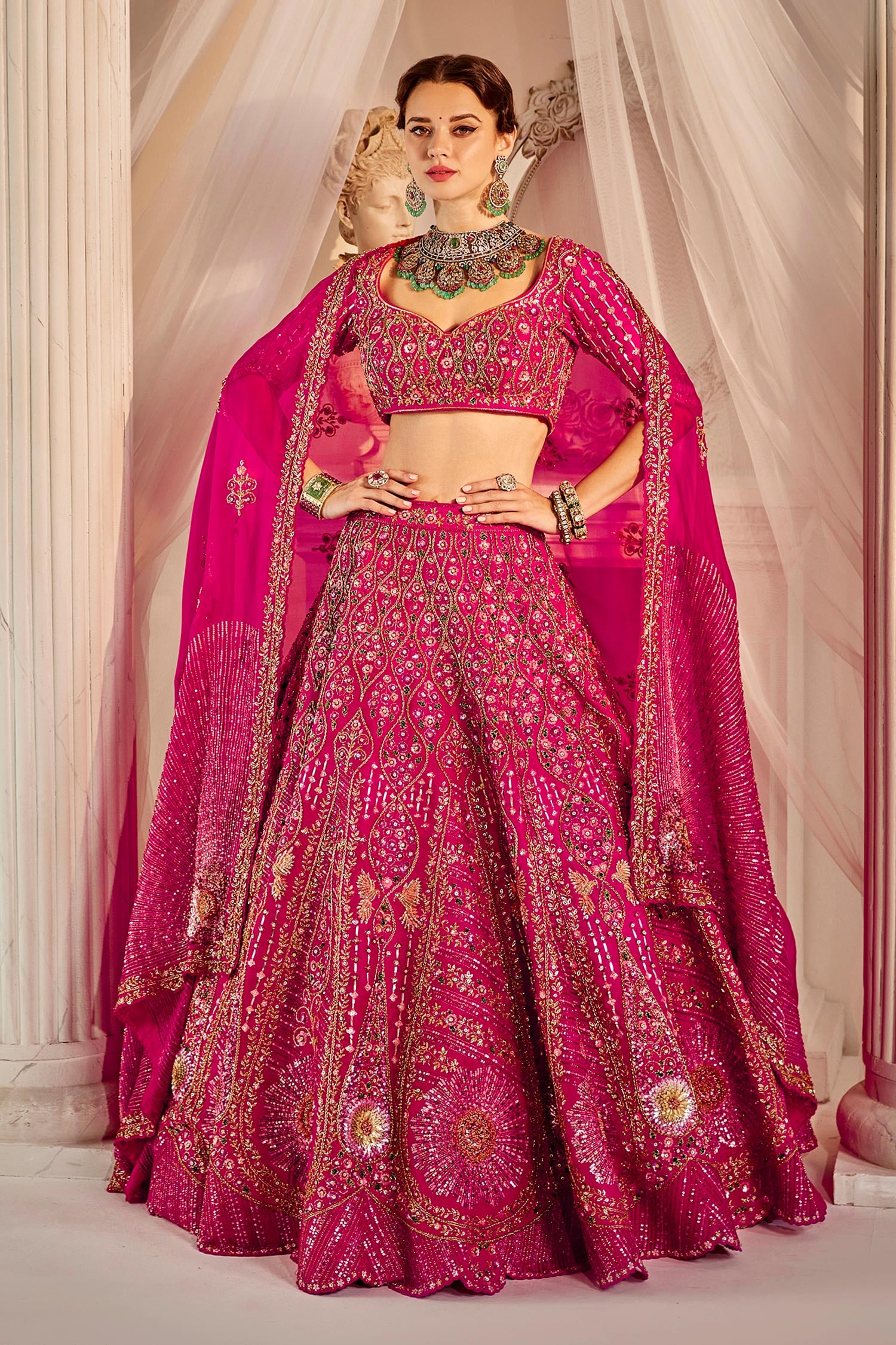 Buy Glass Beads Embroidered Lehenga Set by Rachit Khanna at Aza Fashions