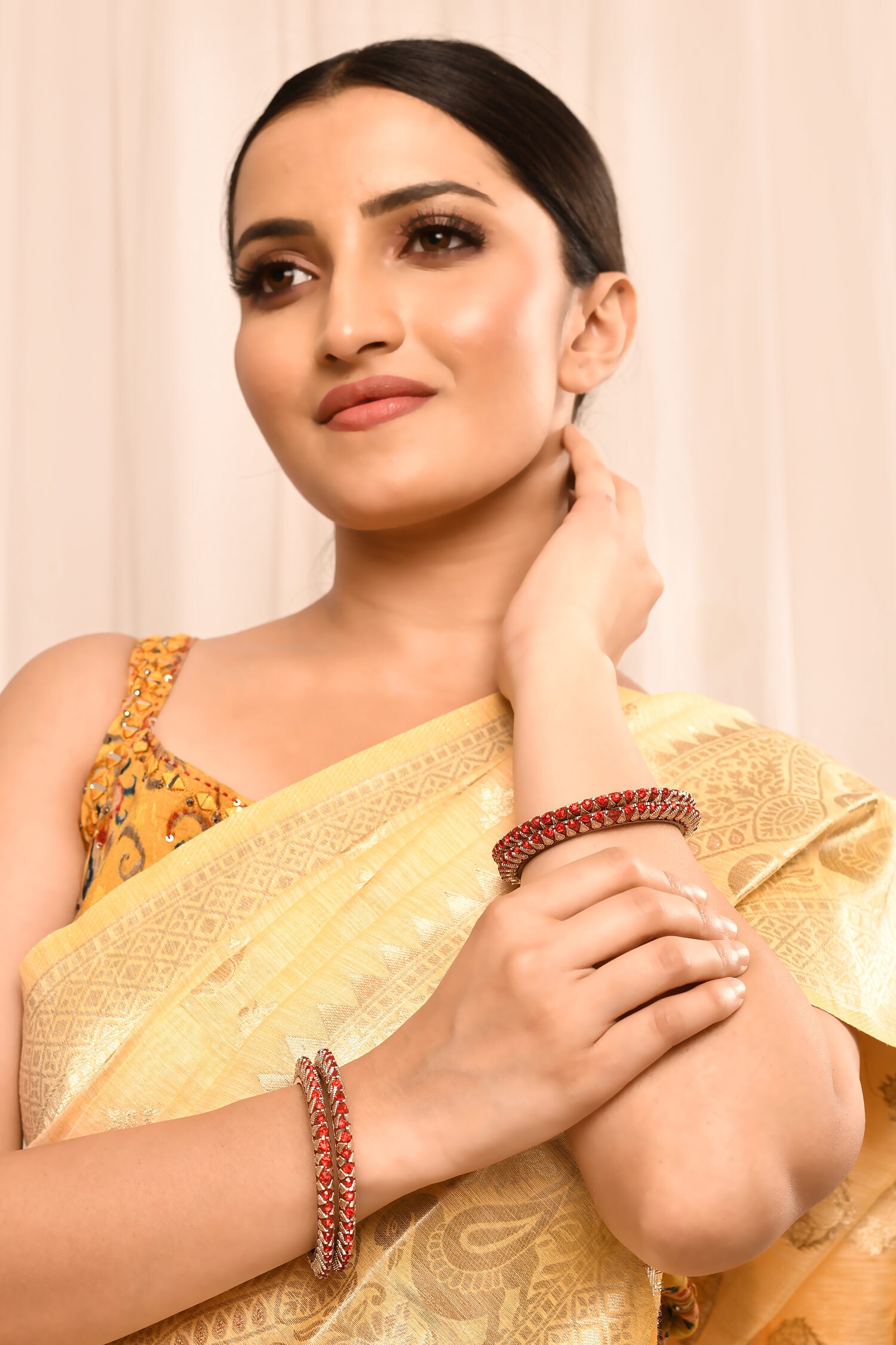 Buy Gold Plated Zircon Stones Embellished Bangles Set Of 4 By Nayaab By Aleezeh Online At Aza 5213