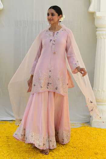 Resham Chikankari Embroidered Sharara Kurta