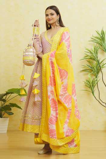 Gota Embroidered Anarkali Pant Set 
