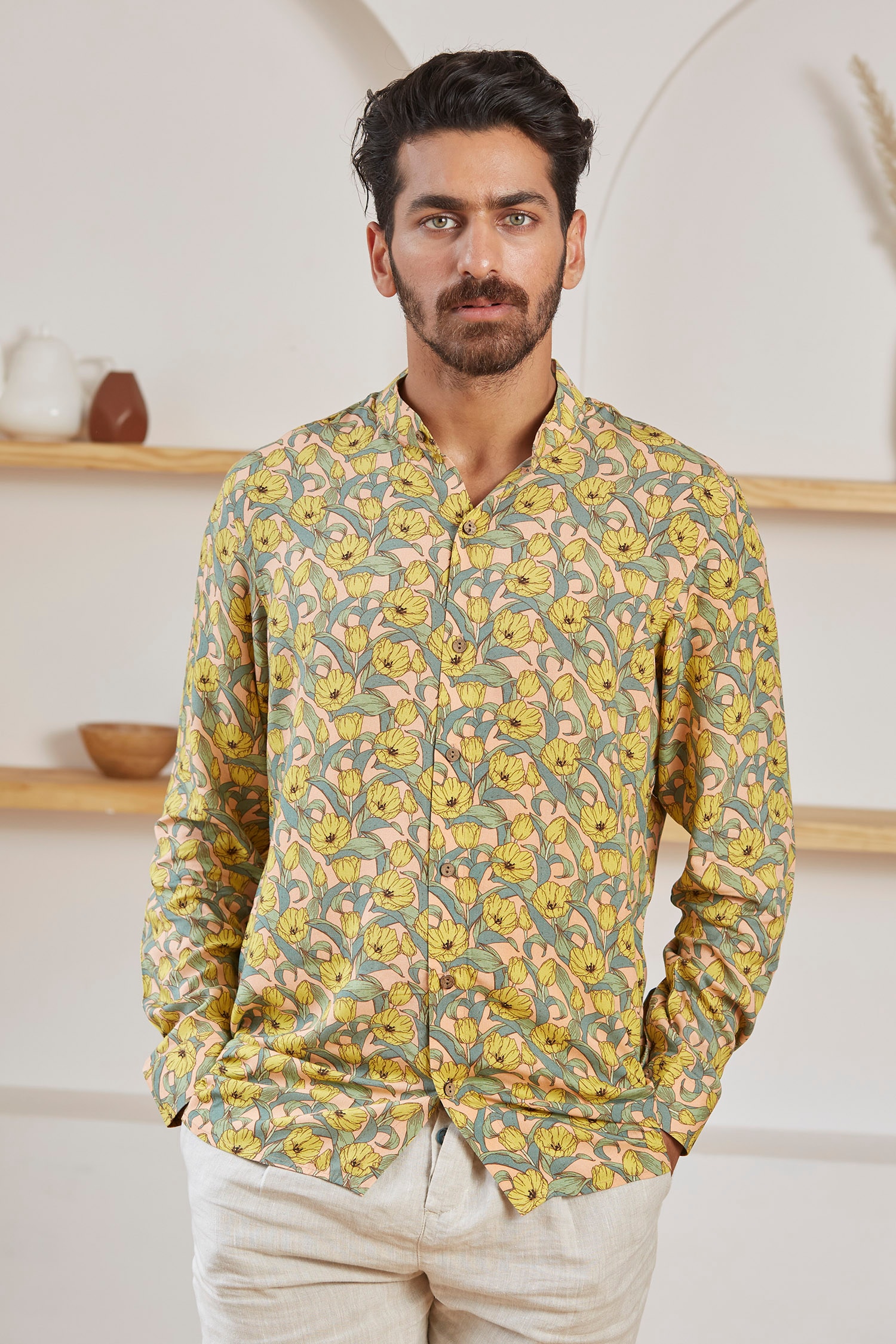 buy-label-kheerganga-peach-cotton-june-tulip-print-woven-shirt-online