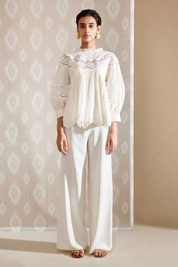Merric Front Pleated  Collar Top