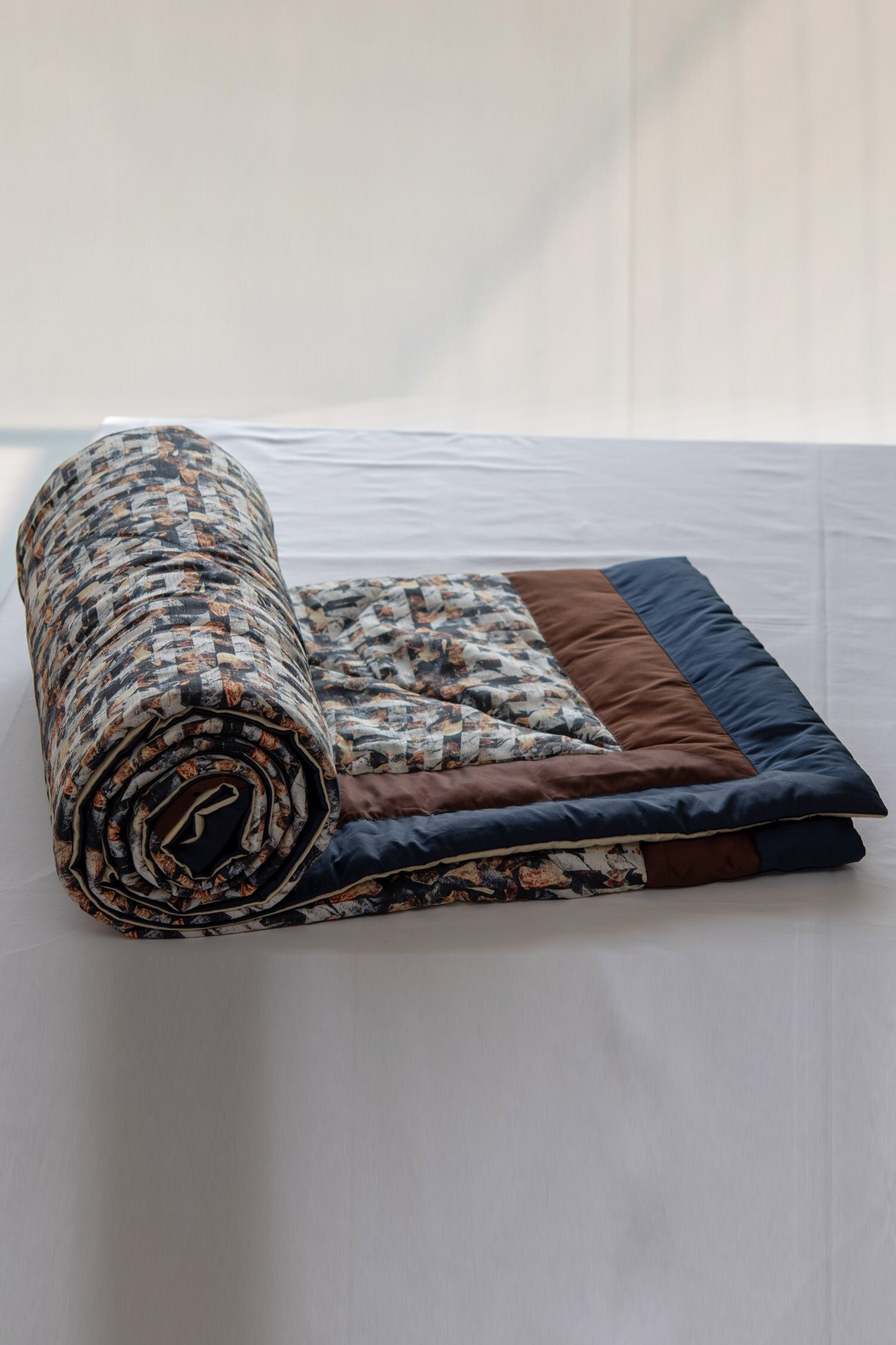 Buy Silk Geometric Print Quilt by CocoBee at Aza Fashions