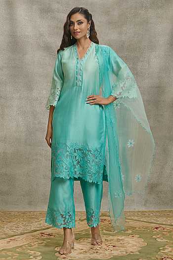 Chanderi Foil Print Kurti Set with Silk Bottom and Jacquard Sequins Dupatta – Women’s Sizes L, XL main image 1