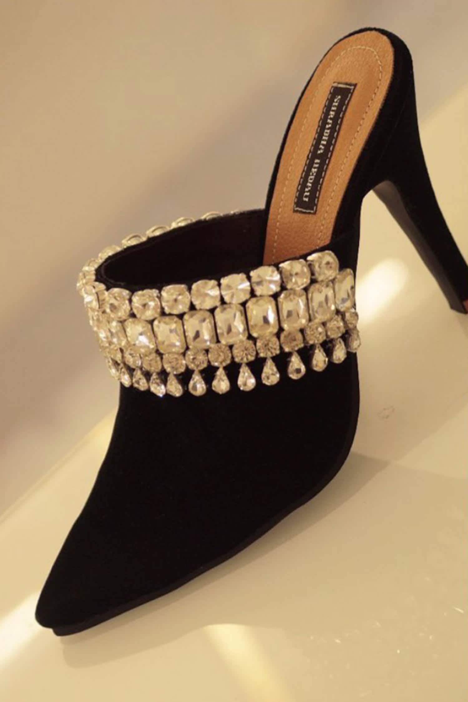 Buy Black Embellished Isabella Jewel Studded Mule Heels by Shradha