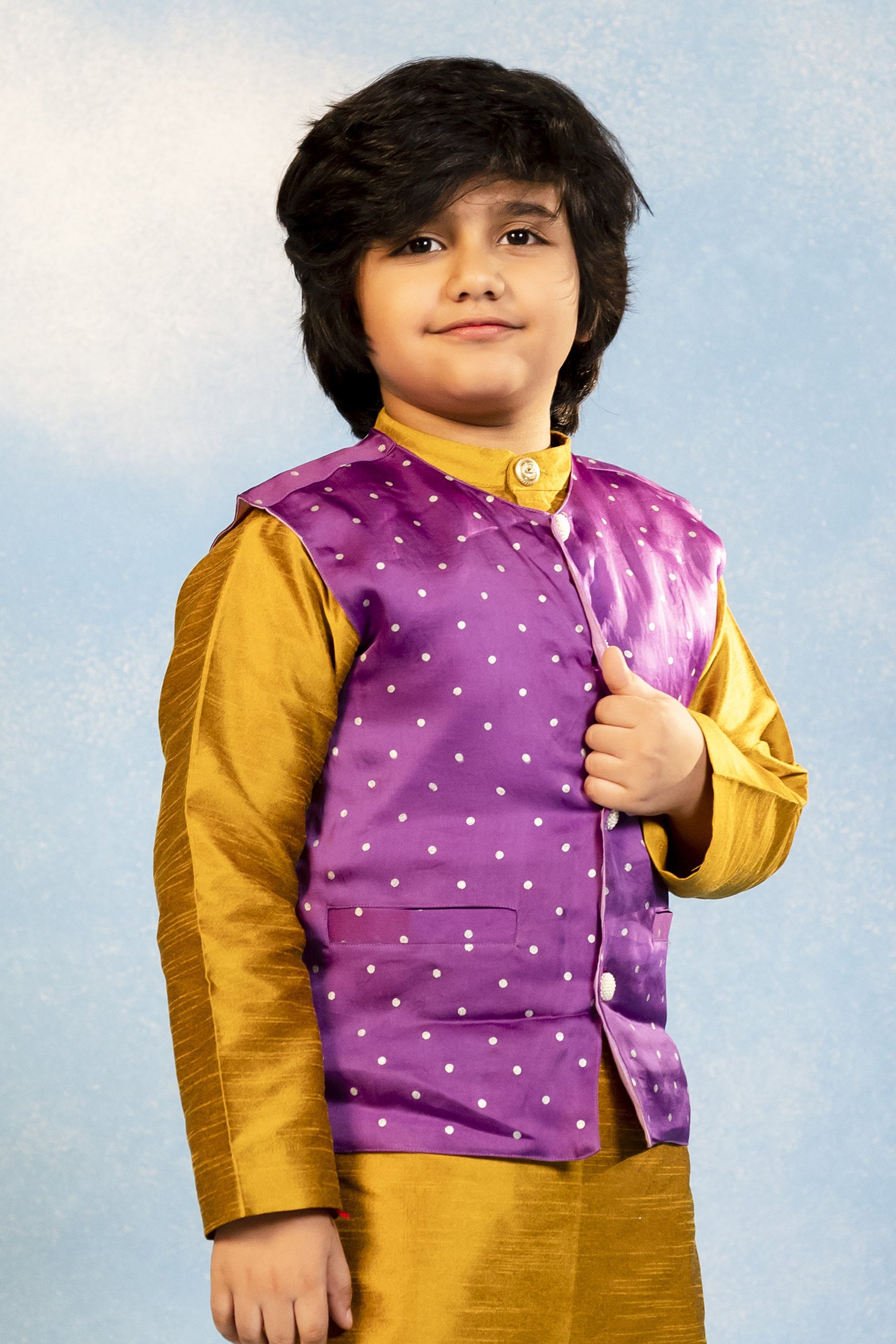 Buy JILMIL DREAMWEAR Purple Block Print Jacket For Boys Online | Aza ...