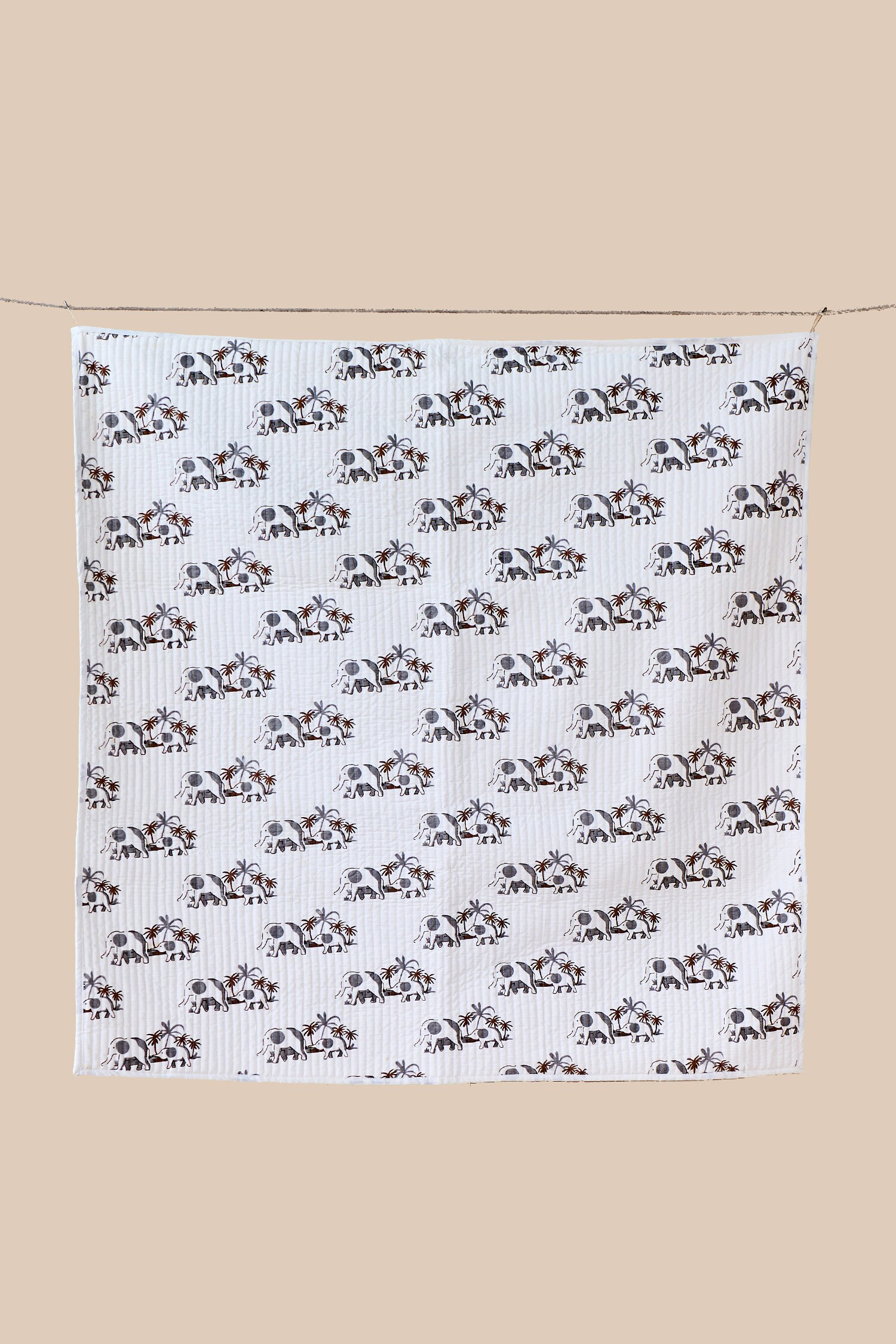 Buy Mother Baby Elephant Hand Print Baby Playmat by Jaipur Gate at Aza