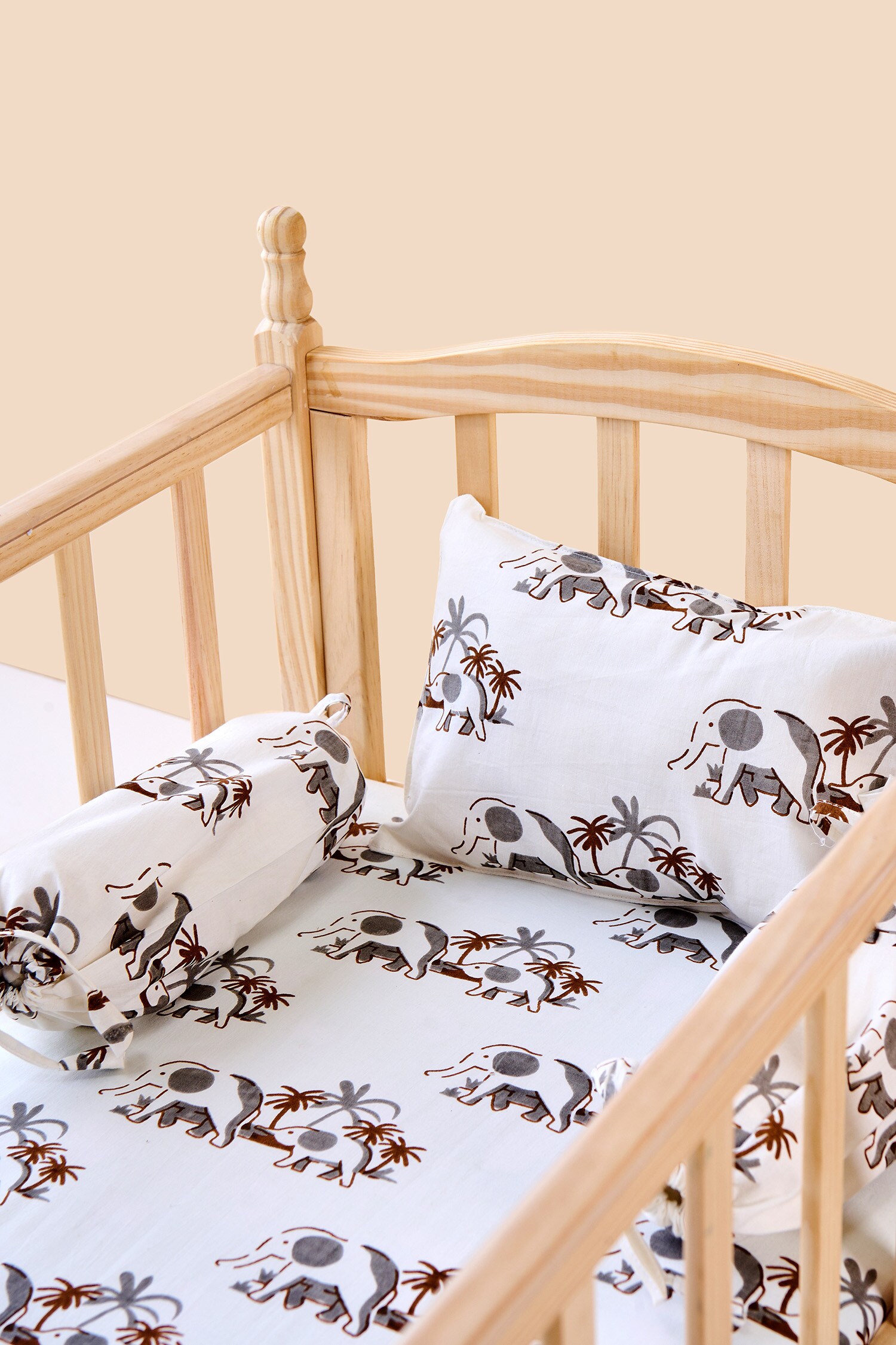Buy White Muslin Printed Mother Cot Set by Jaipur Gate Online at Aza