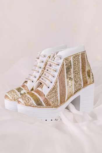 THE SAREE SNEAKERS Golden Embroidered Sneakers