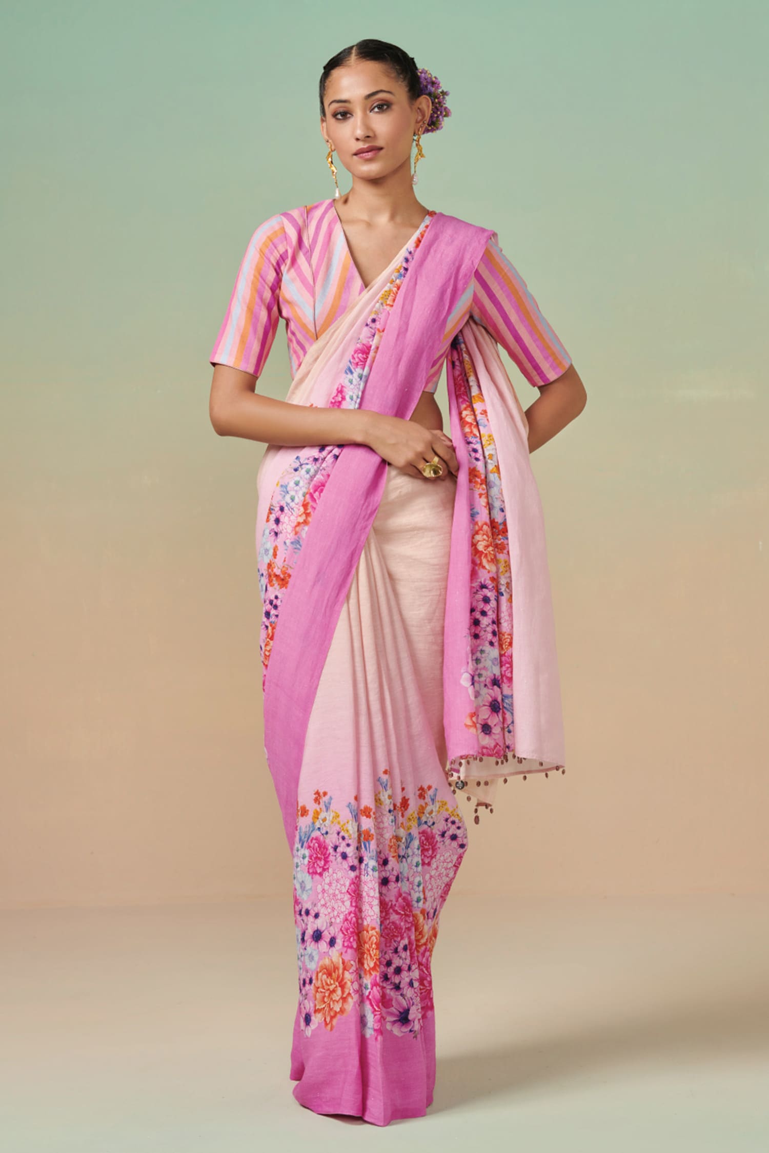 Linen Sarees | Pure Linen Saree Online in India – BharatSthali