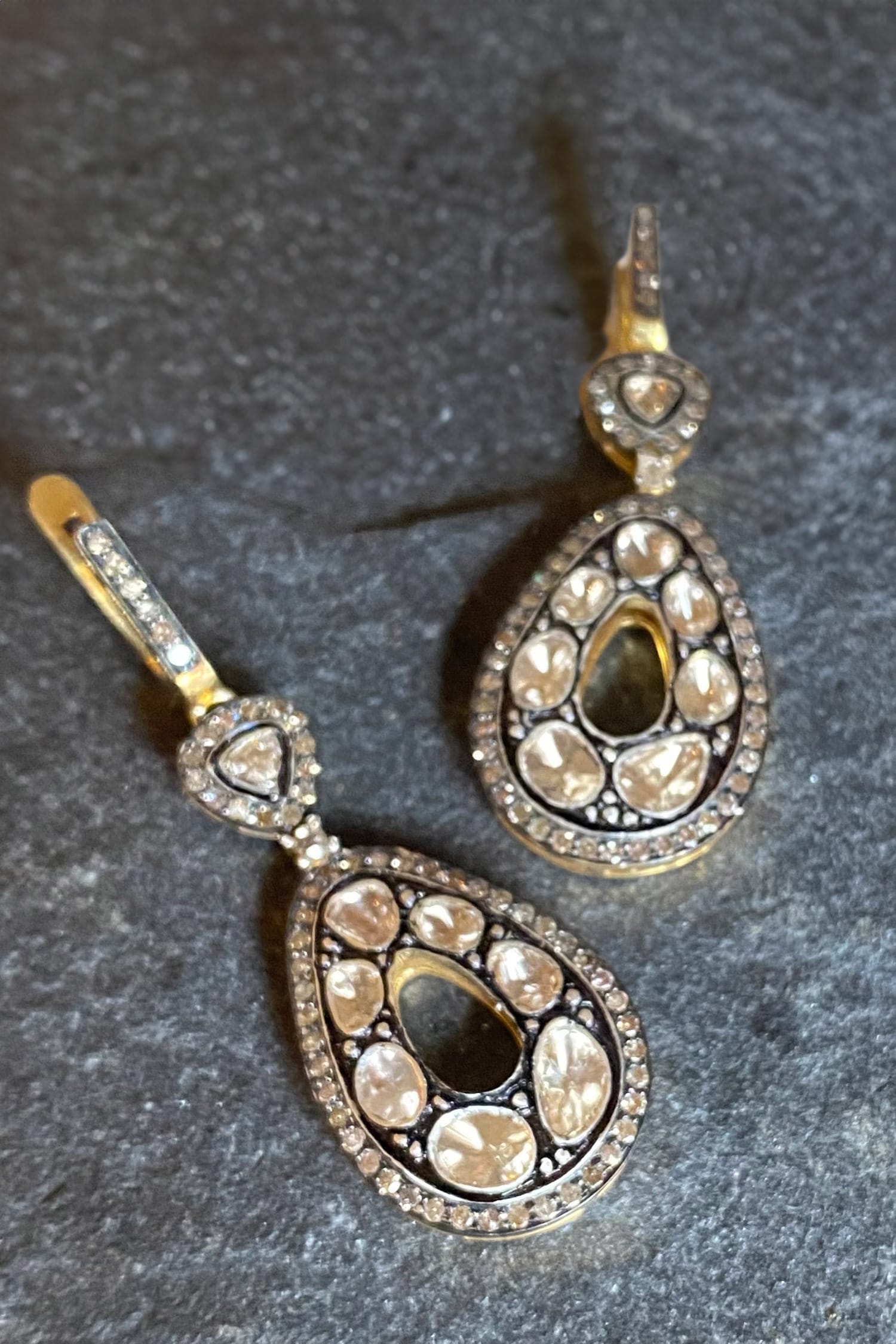 Diamond Polki Chandbali Earrings  Jaipur  Uncut Diamond  Gold Polki  Jewellery