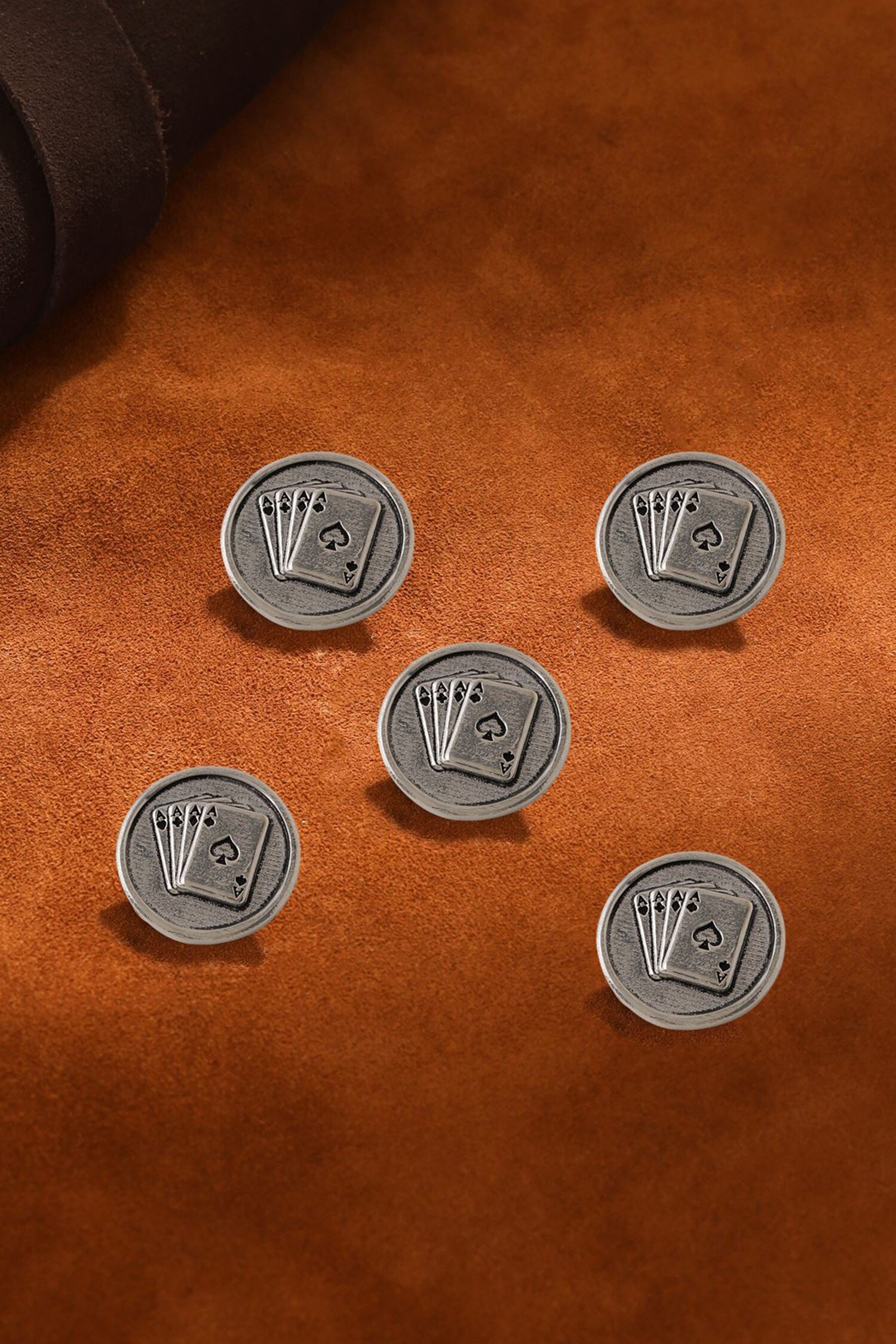 Buy Grey Aces Rules Brass Buttons Set Of 5 by Cosa Nostraa Online at