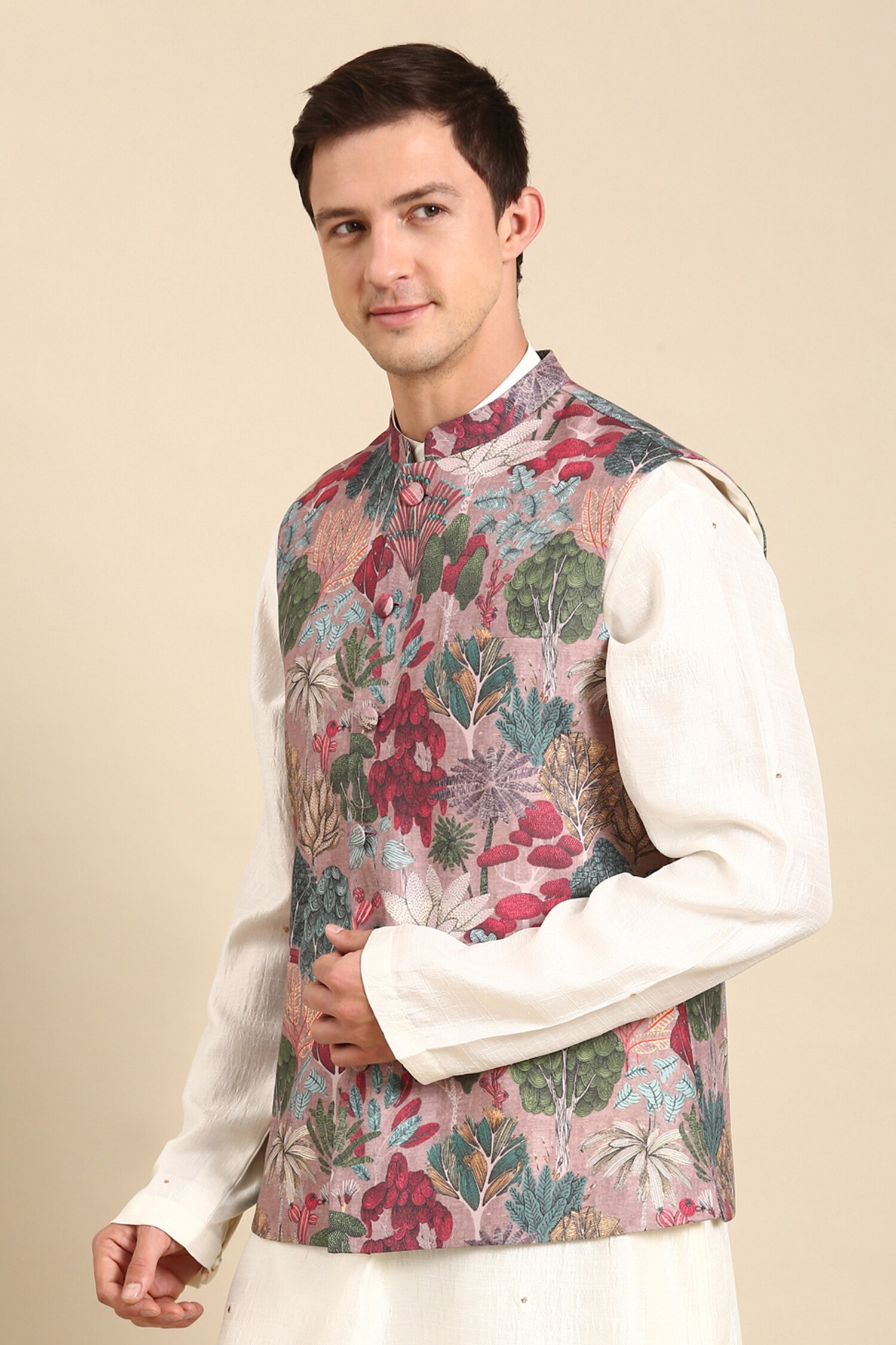 Buy Ikkat Print Nehru Jacket Set Online