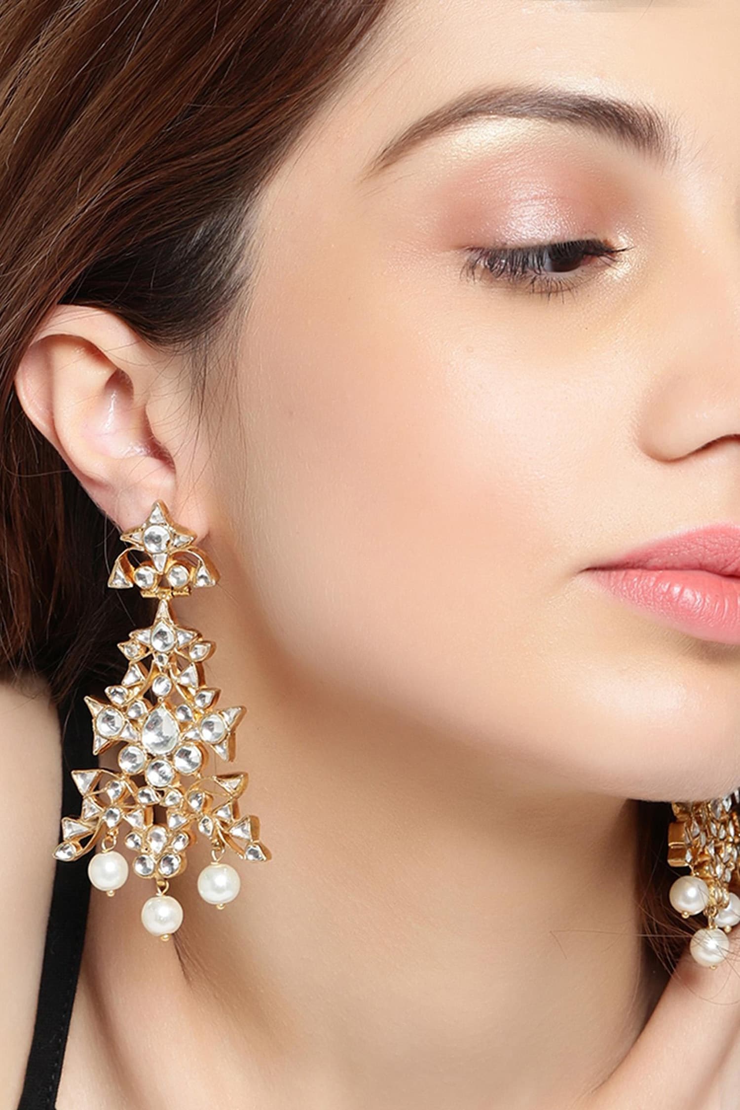 Earrings  Alloy gold plated crystal stone earrings