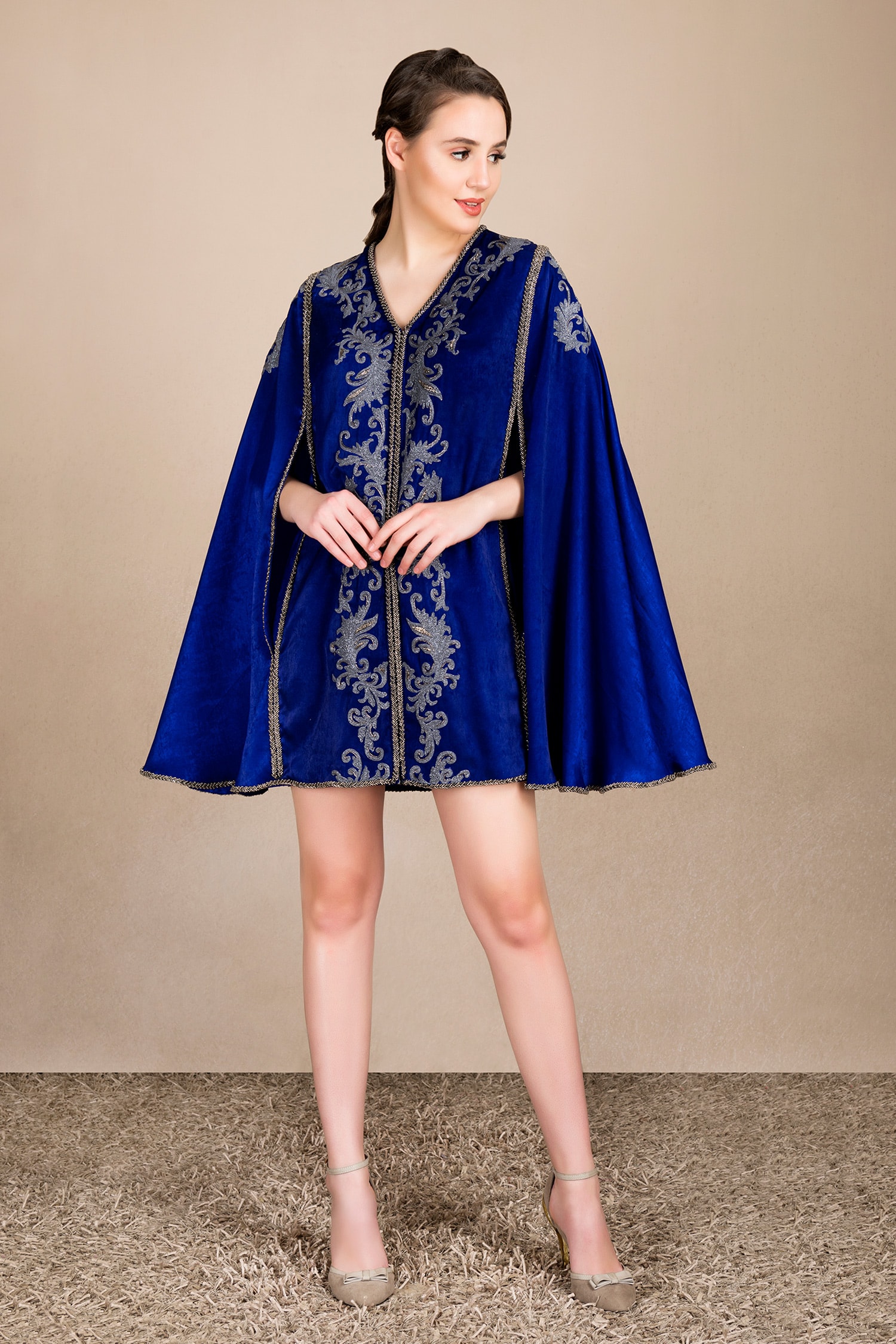 Satin 2024 cape dress