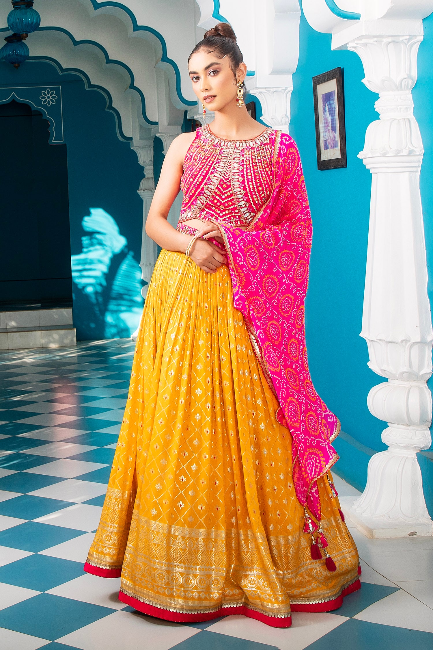Buy Designer Sarees, Salwar Kameez, Kurtis & Tunic and Lehenga  Choli.Beautiful Rani Pink Lehenga Choli