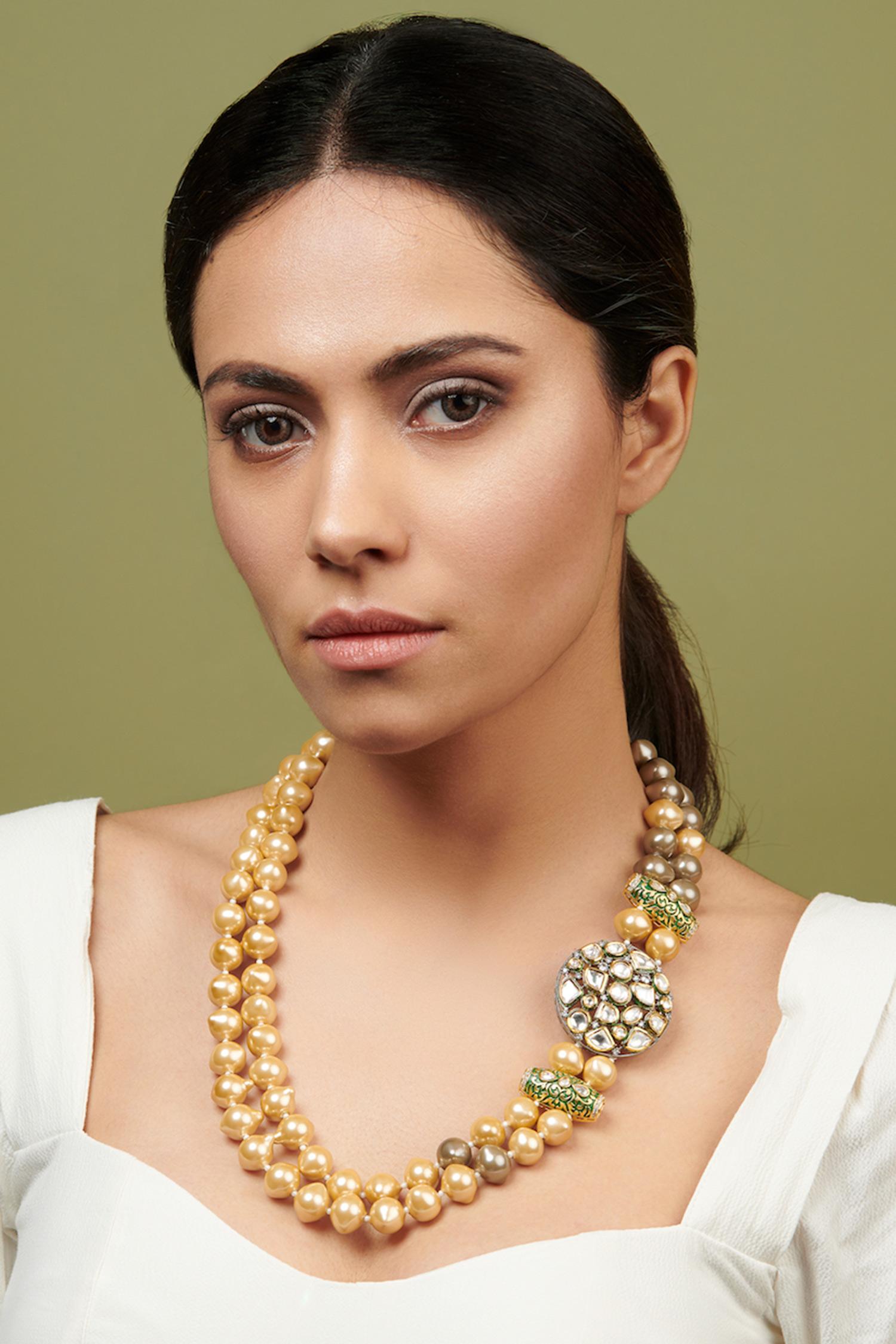 Buy Curio Cottage Layered Pearl Long Necklace Online | Aza Fashions