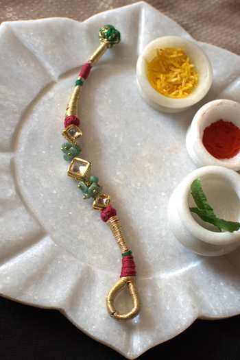 Buy HeerHouse Of Jewellery Polki And Gravel Stone Embellished Rakhi