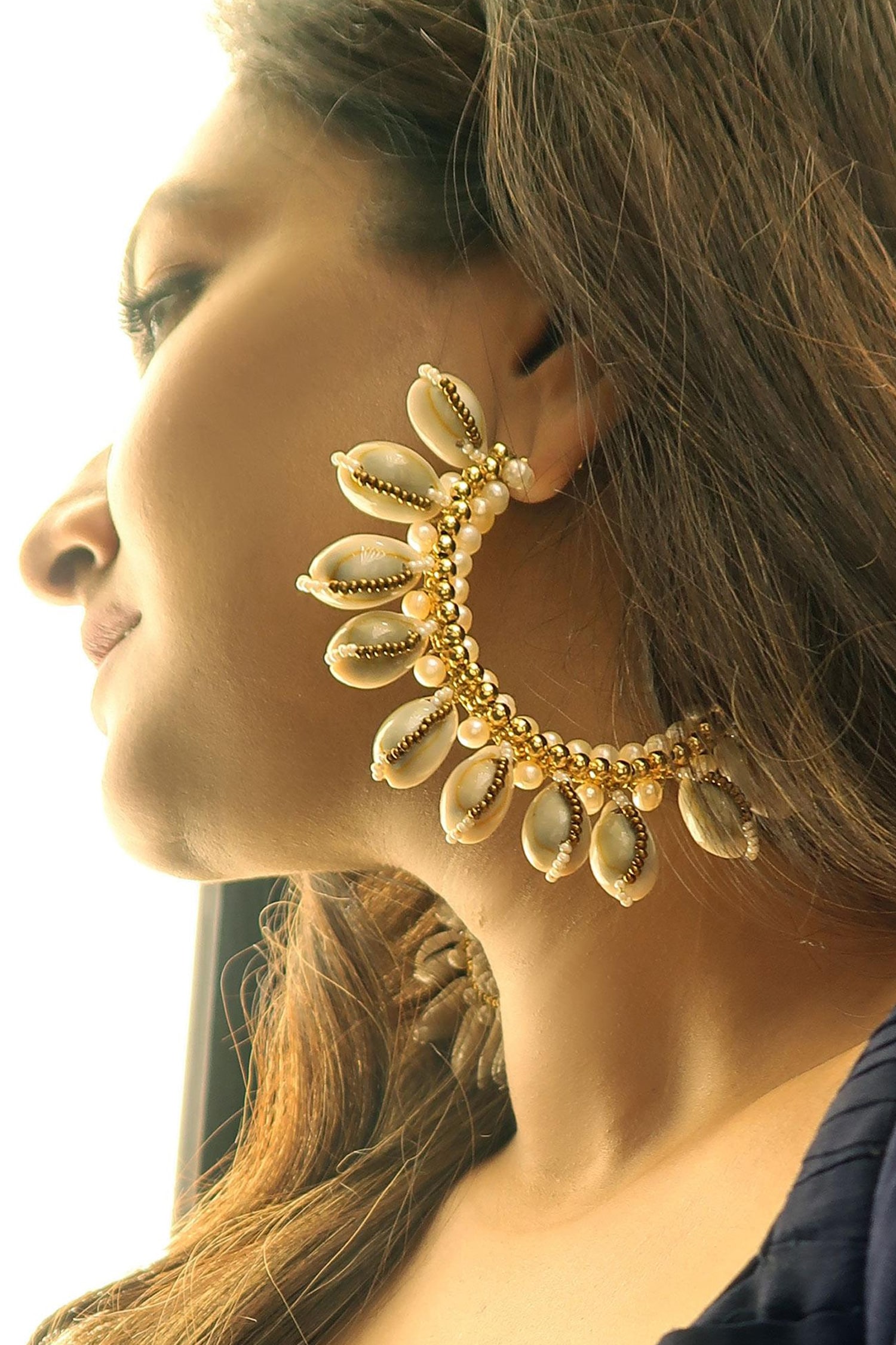 Buy Oversized Pearl Statement Earrings in Gold Plated Silver Online in India   Etsy