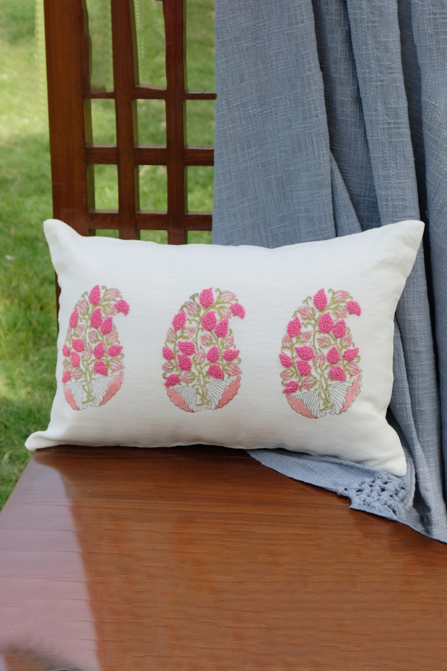 Buy Design Gaatha Linen Hand Block Print Cushion Cover Online Aza Fashions