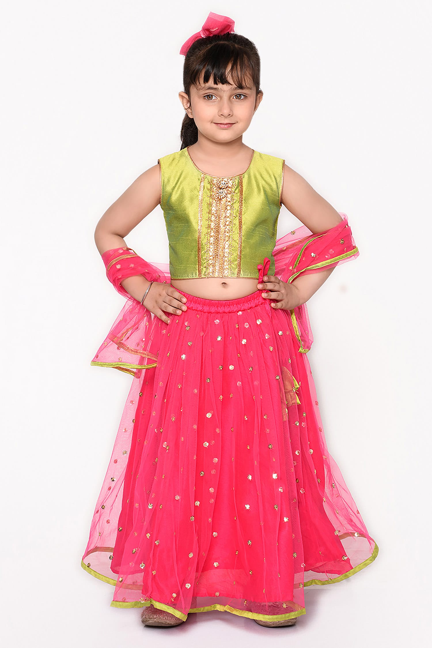 Buy Saka Designs Pink Embroidered Lehenga Set For Girls Online | Aza ...