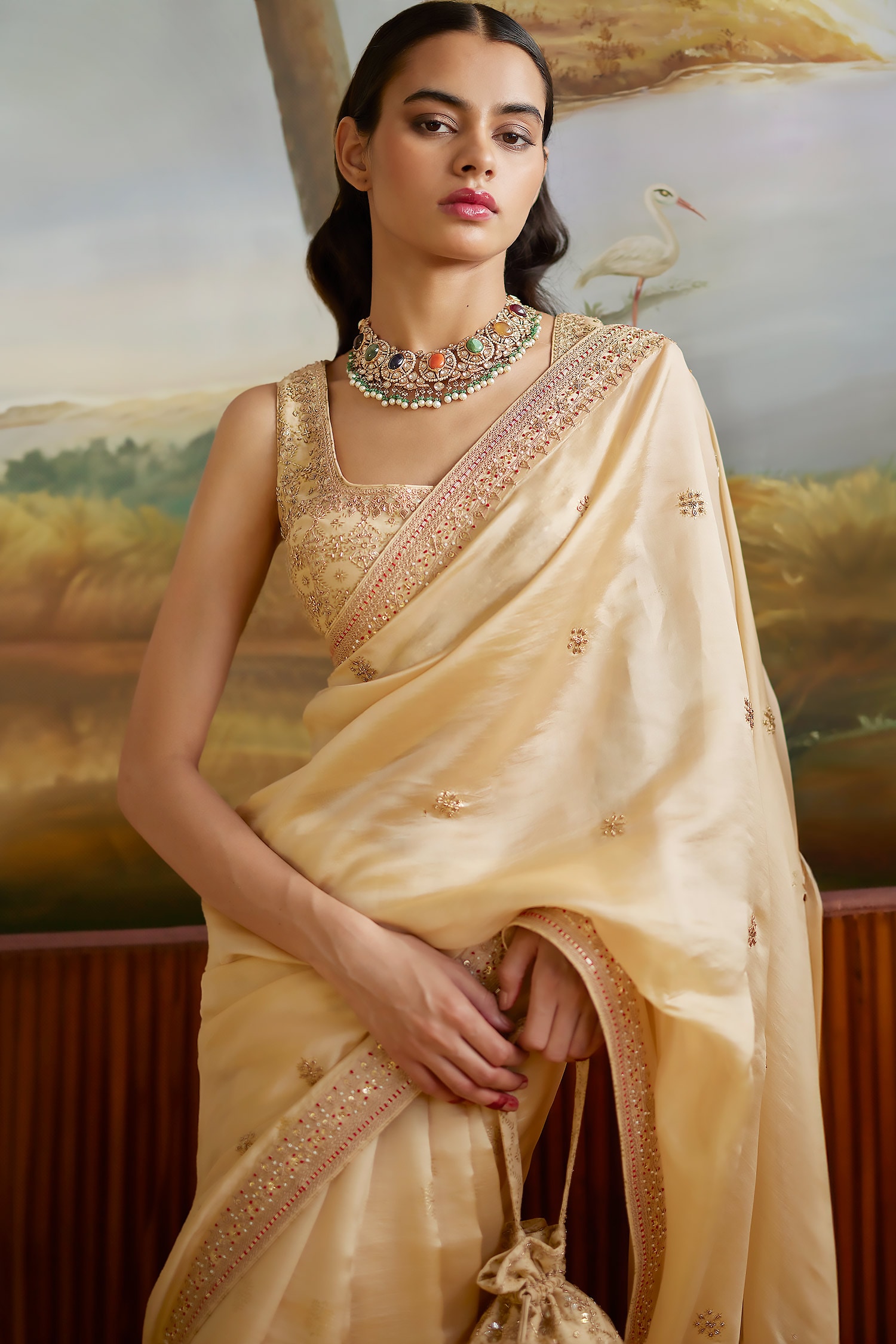 Traditional Indian Gold Blouse and Skirt Outfit - Dreaming Loud