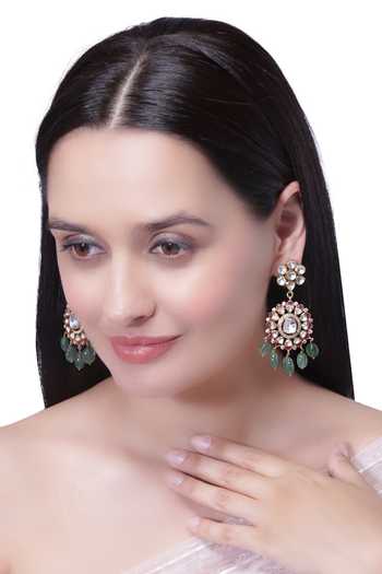 Marquise & Round CZ Front-Back Jacket Earrings - 14K Rose Gold Plated Floral Design
