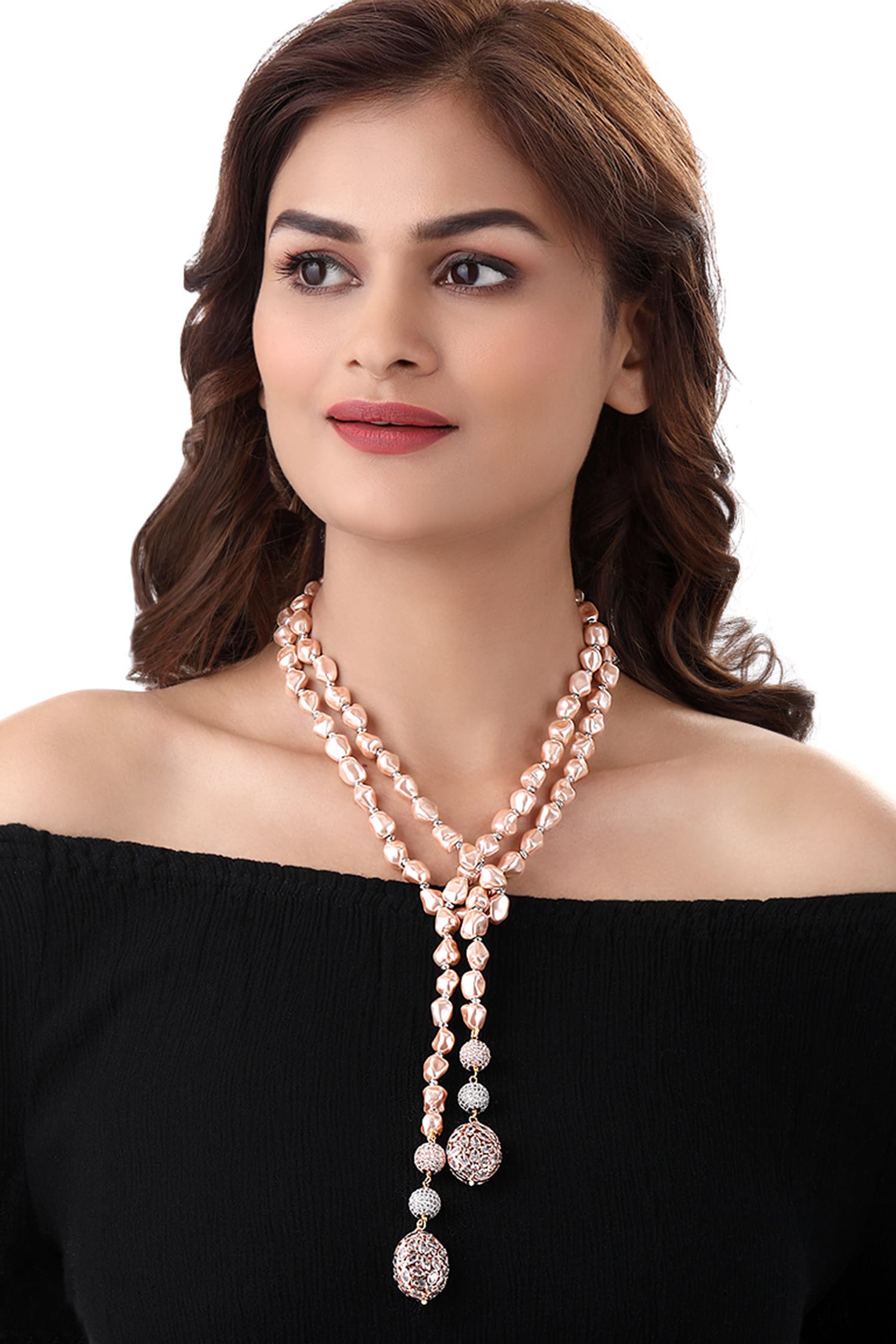 Buy Baroque Pearl Long Necklace by Hrisha Jewels at Aza Fashions
