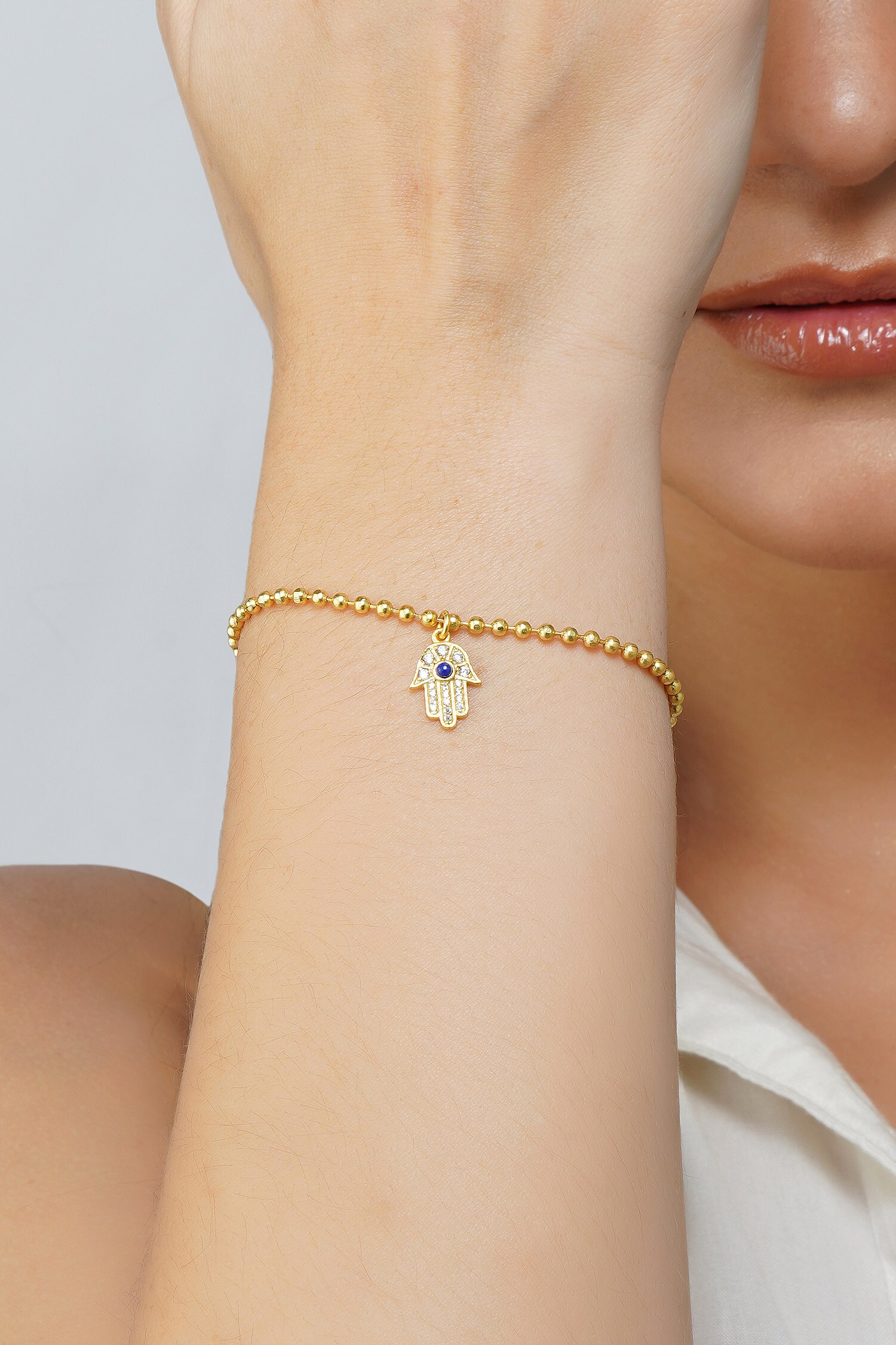 Buy Evil Eye Round HandPainted Delicate Rose Gold Plated Sterling Silver  Chain Bracelet by Mannash Jewellery