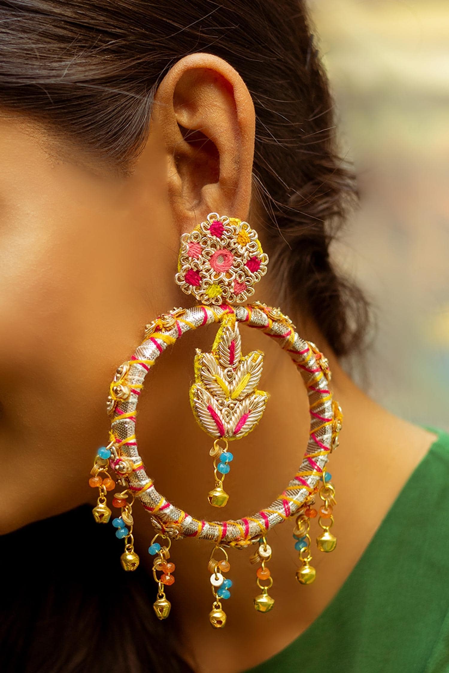 Buy Two Tone Ghungroo Danglers Online India  The Ethereal Store