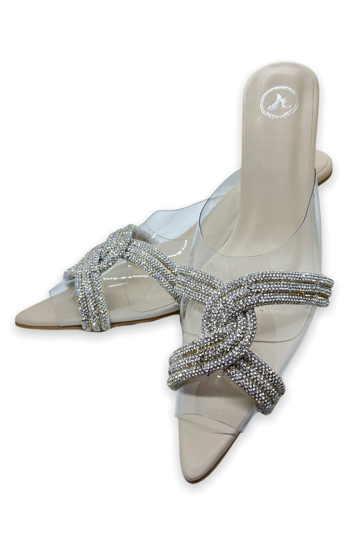 Buy Beige Stone Stud Embellished Twist Cord Heels by Sana K luxurious ...