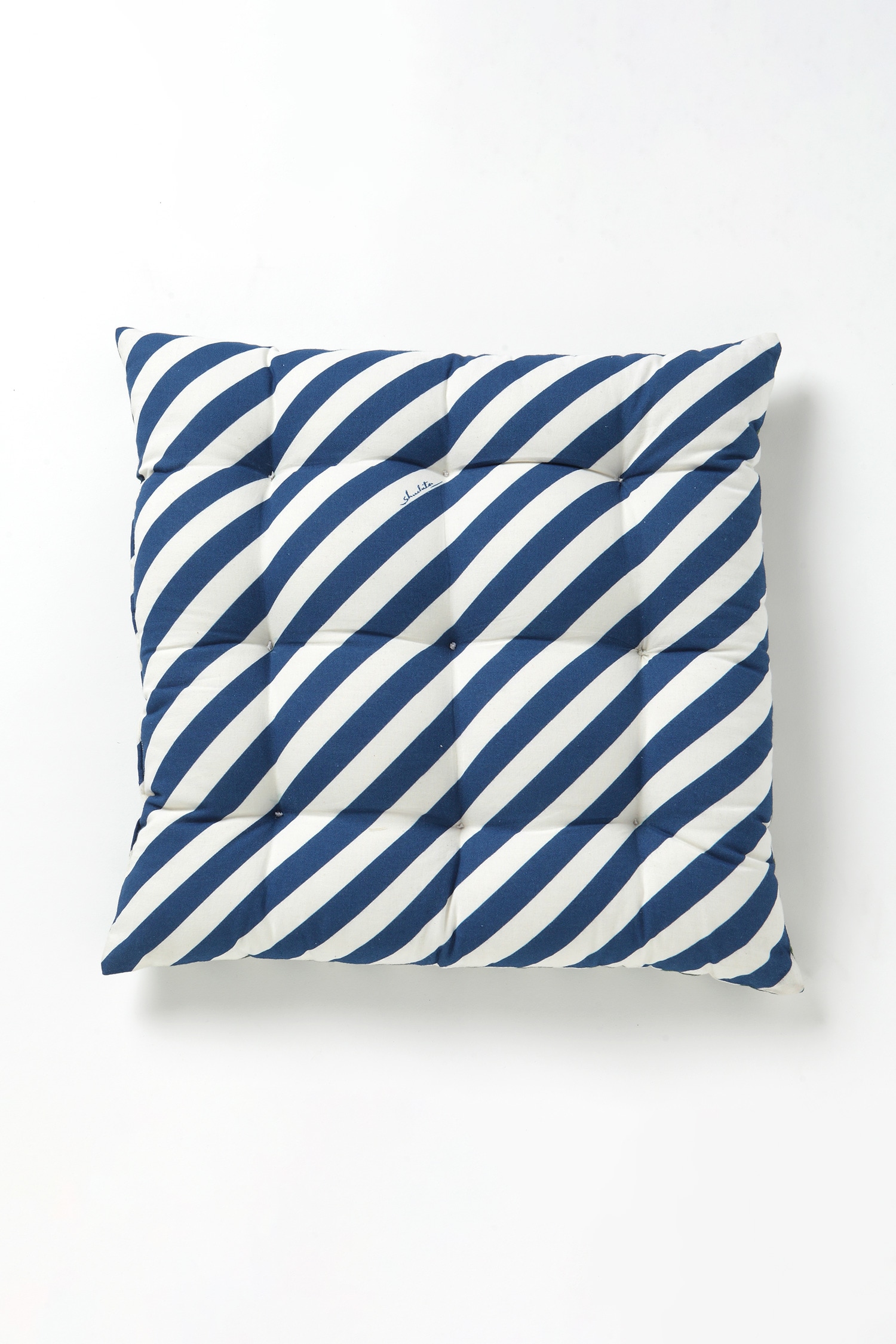 Buy Blue Shell 100 Cotton Stripe And Tufted Color Block Reversible