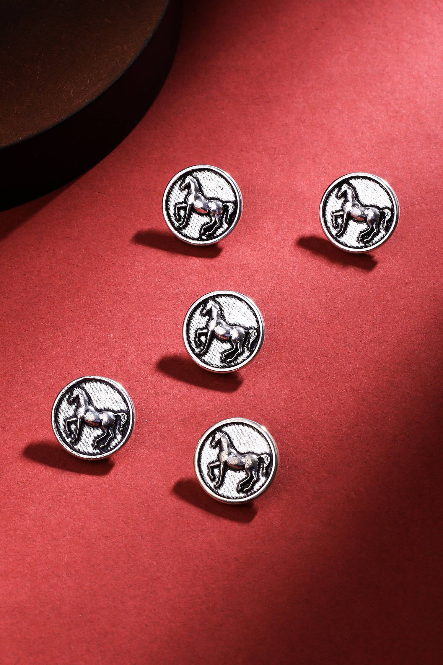 Cosa Nostraa Silver Stallion Shimmer Brass Buttons - Set Of 5