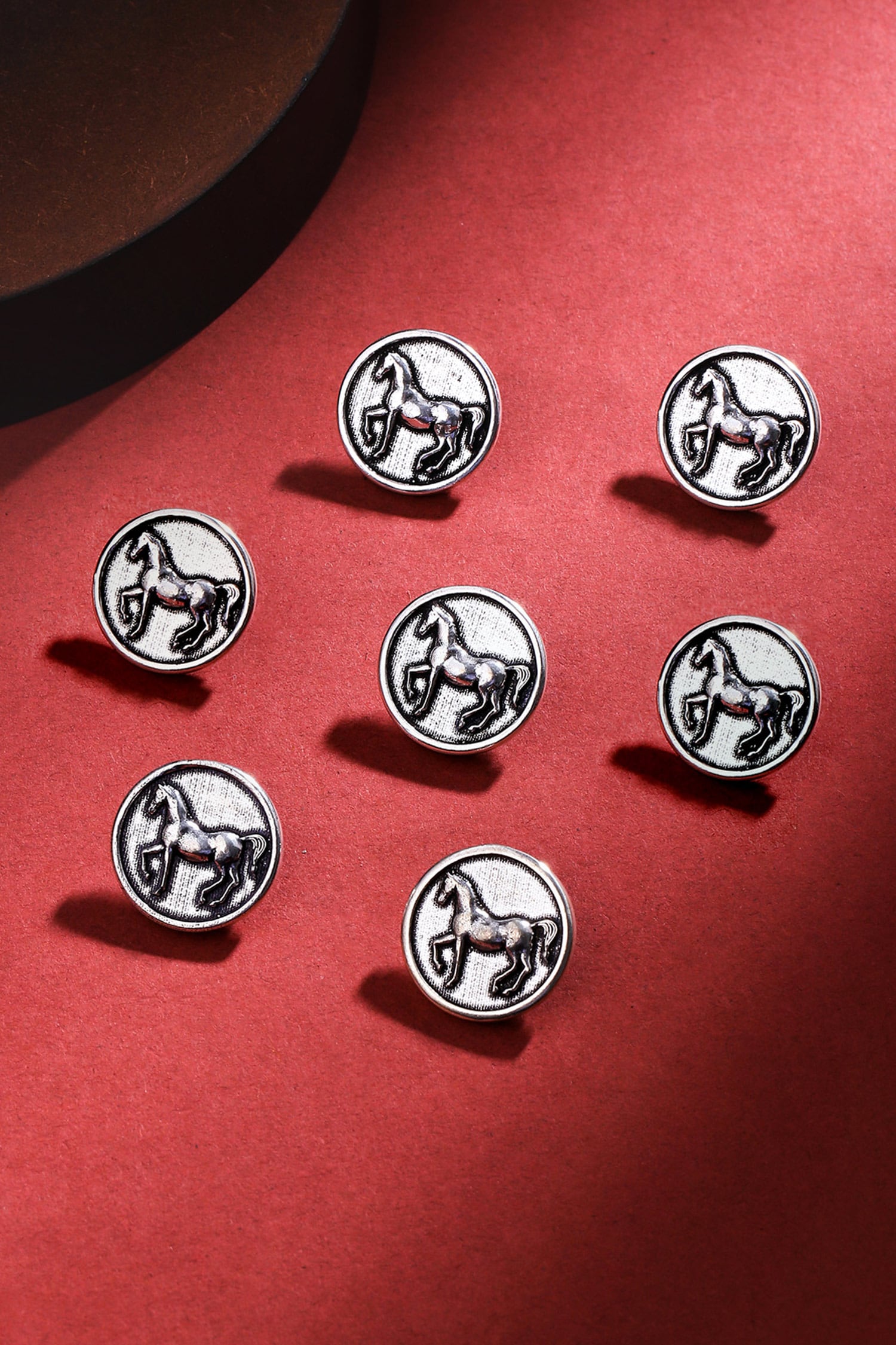 Cosa Nostraa Silver Stallion Shimmer Brass Buttons - Set Of 7