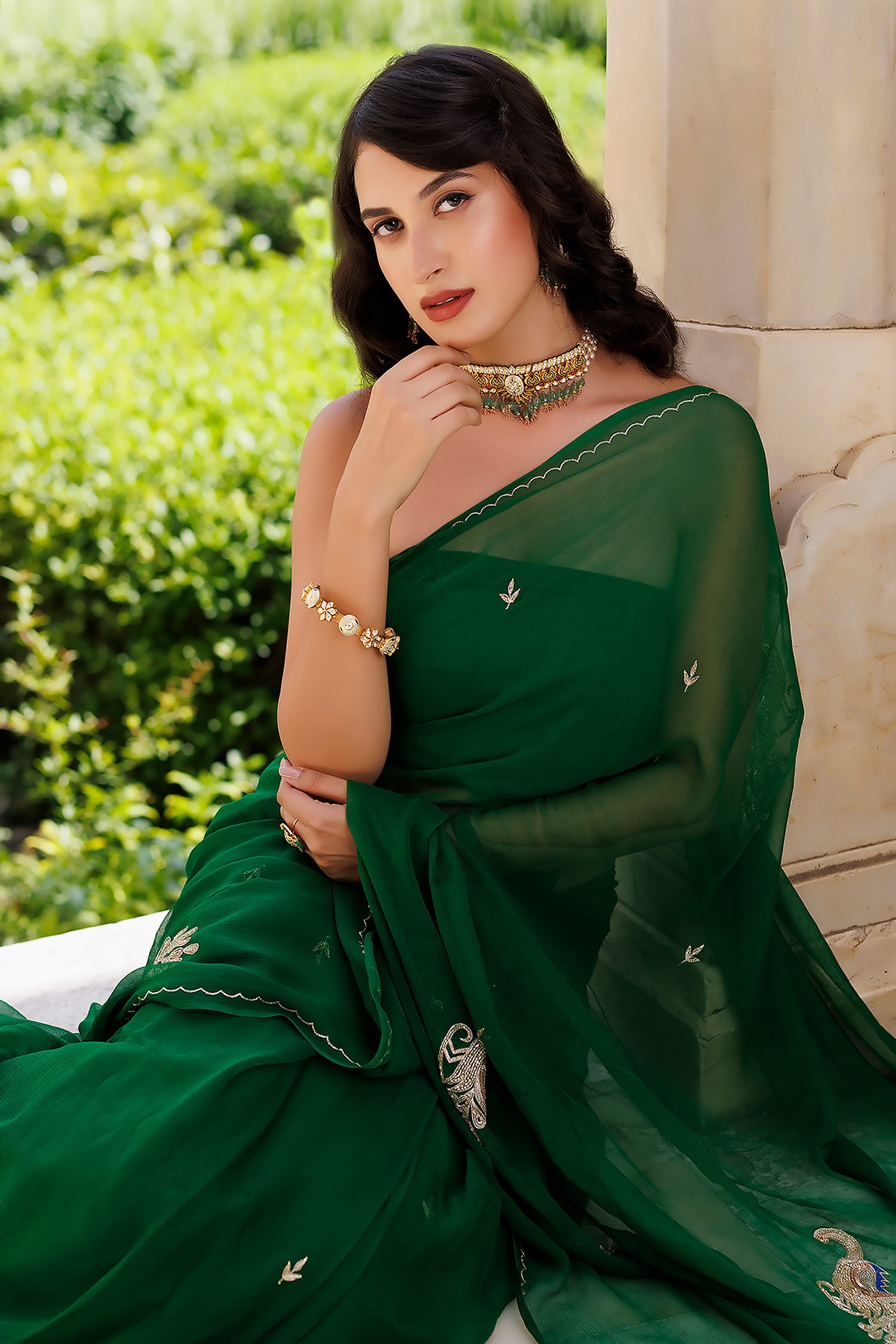 Buy Dark Green Sarees for Women by SHAILY Online | Ajio.com