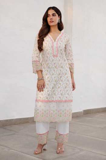 Brown Jaal Butti Printed Mulmul Fabric main image 1