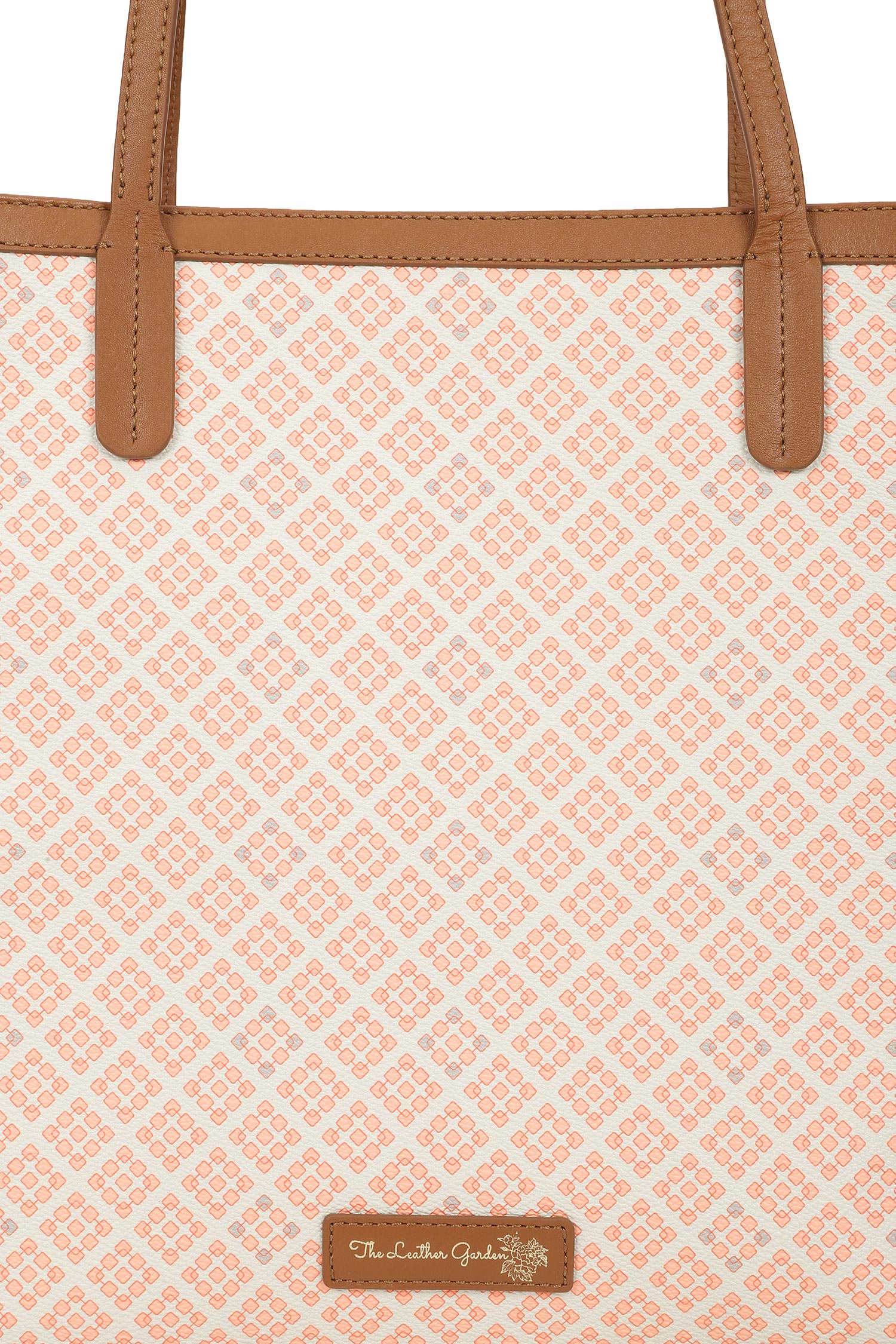 Buy Pink Geometric Laguna Leather Tote Bag by The Leather 