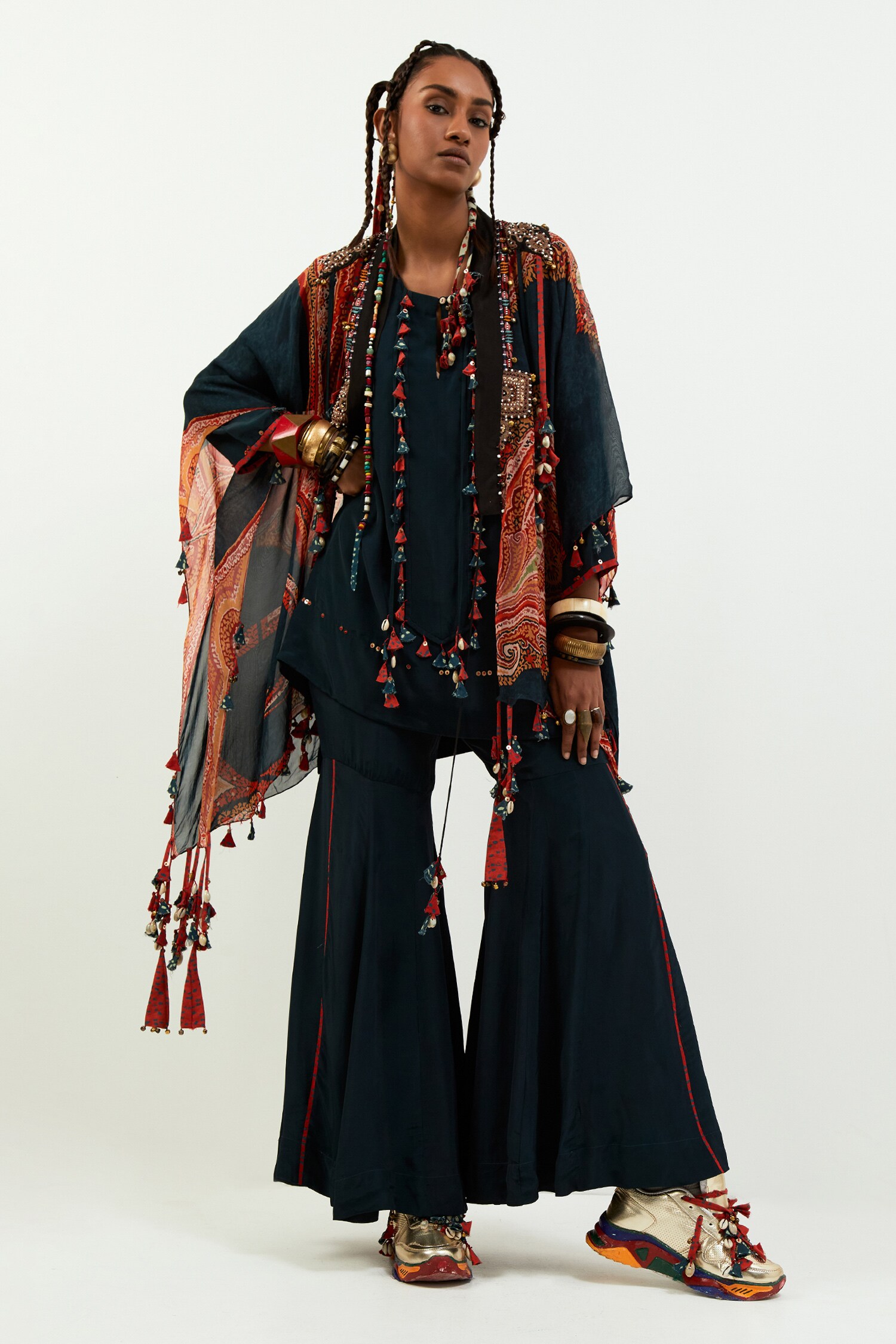 Buy Blue Sheer Silk Embroidered Zari Open Veni Jacket For Women by Aseem Kapoor Online at Aza