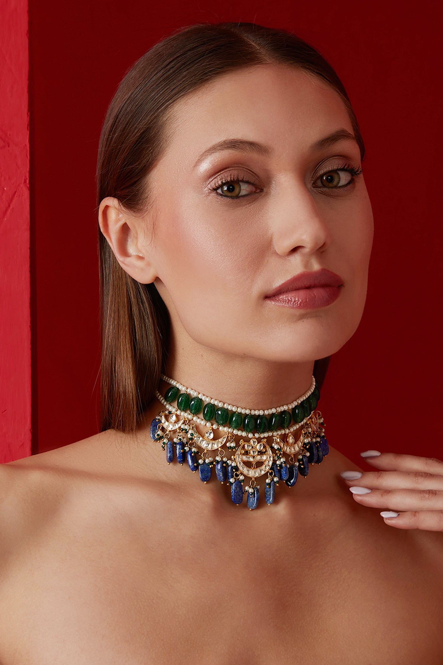 Paisley Pop Bead Drop Choker Necklace