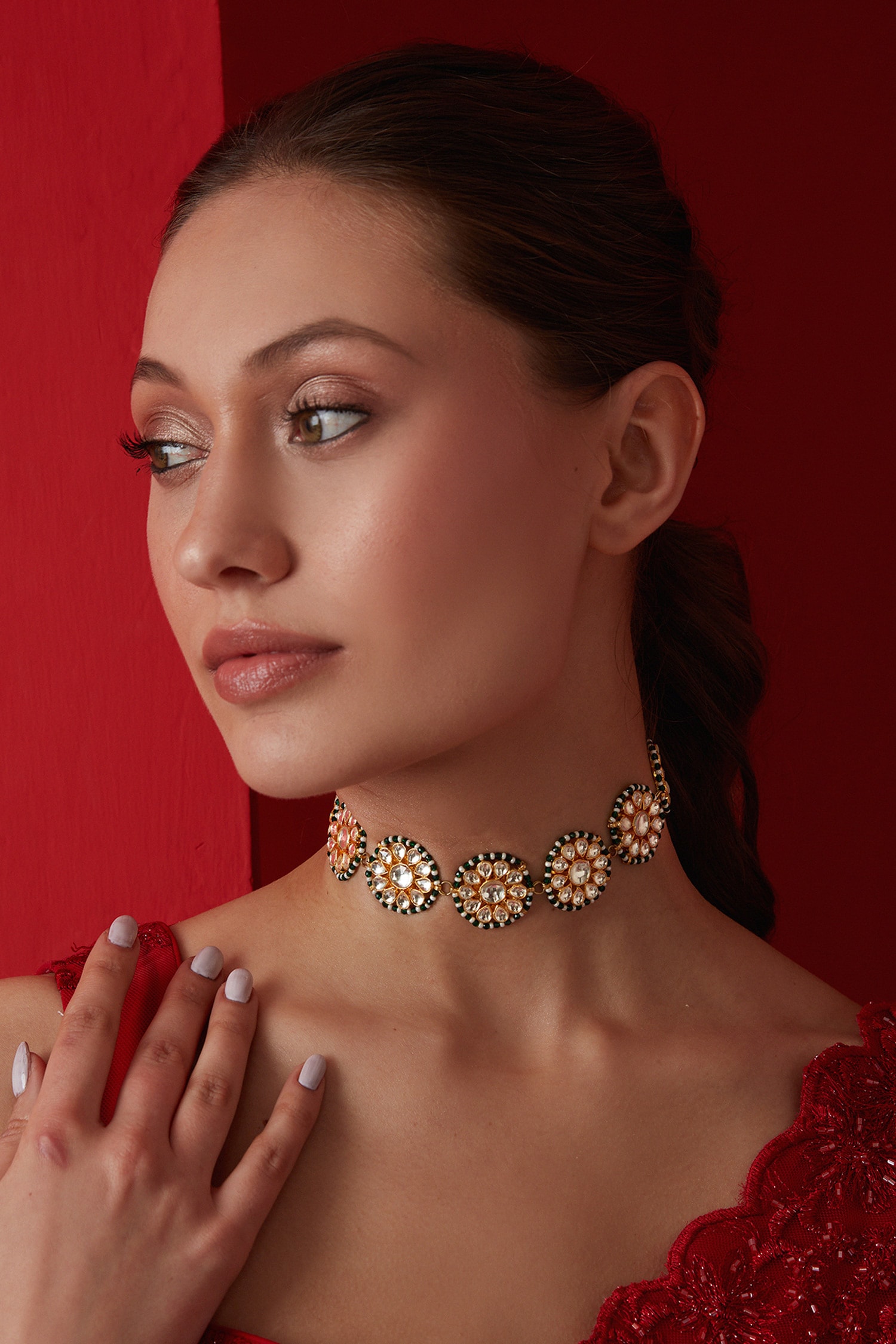 Paisley Pop Floral Kundan Choker Necklace