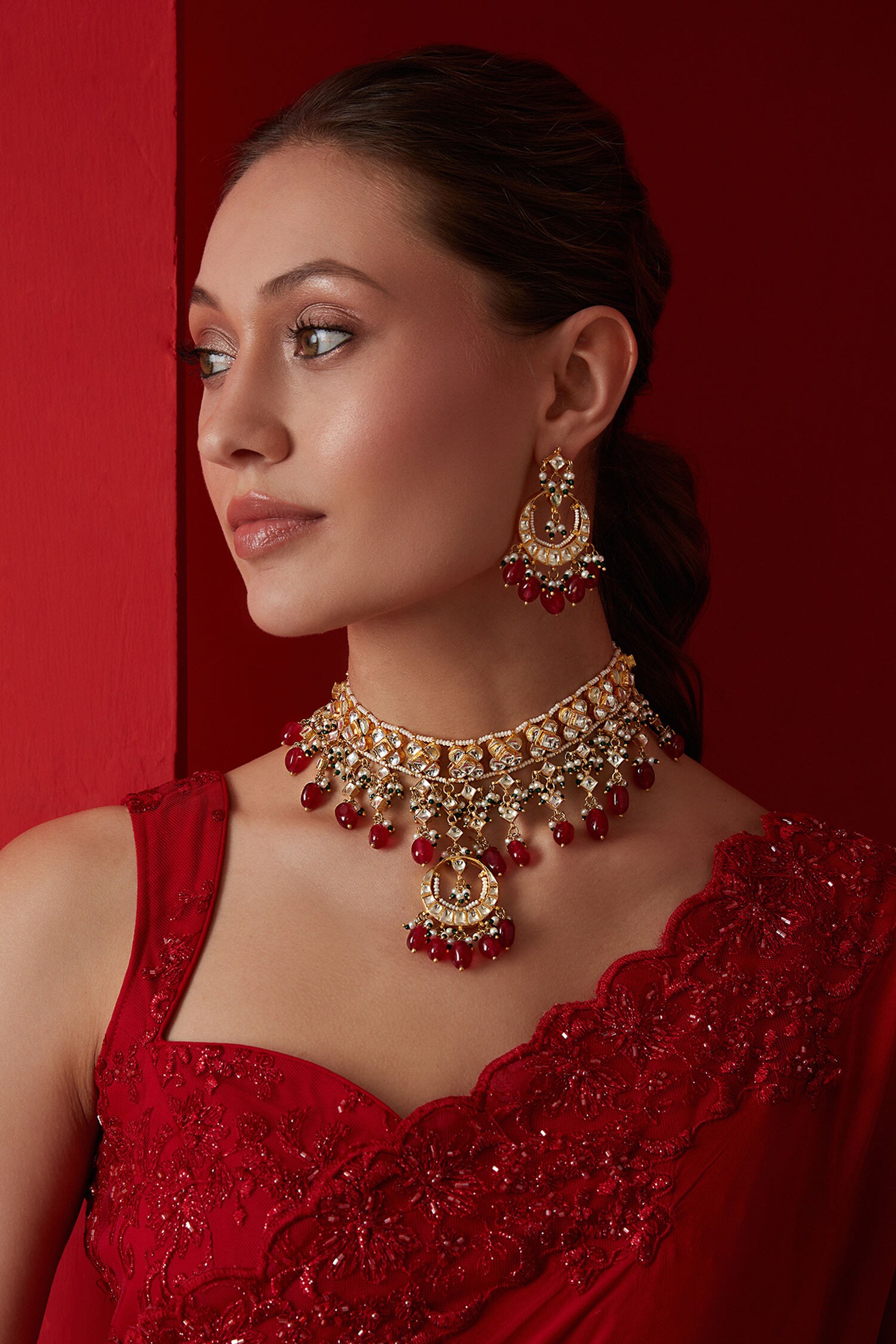 Paisley Pop Kundan Necklace Jewellery Set