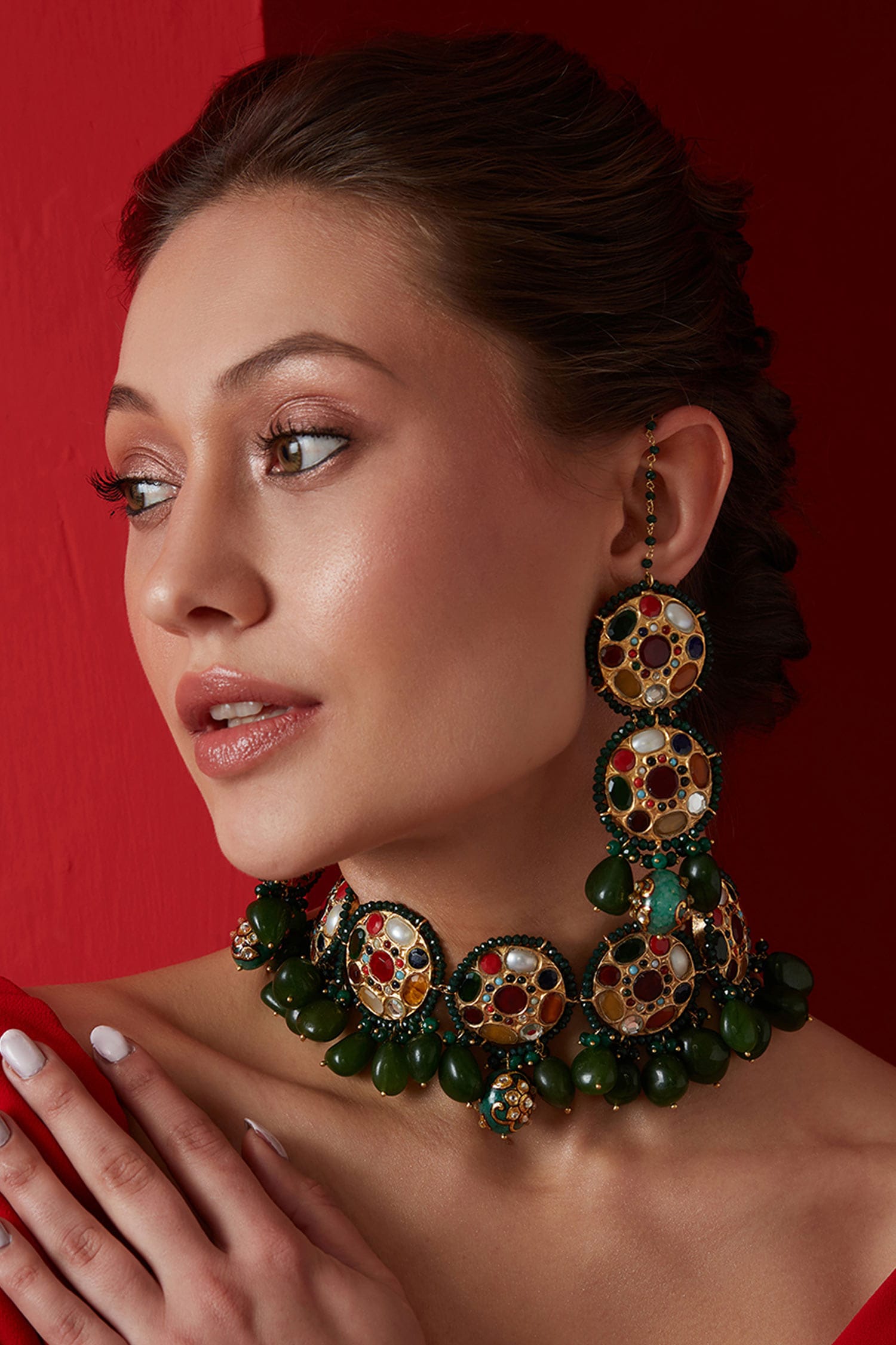 Paisley Pop Navrattan Necklace Jewellery Set