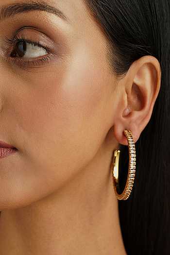 Gold Crystal Shimmer Hoops