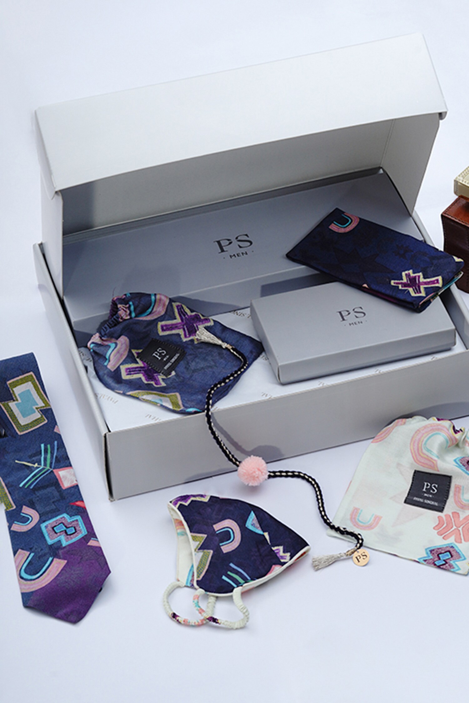 PS Men by Payal Singhal Purple Ikat Star Prints Raksha Bandhan Gift Hamper