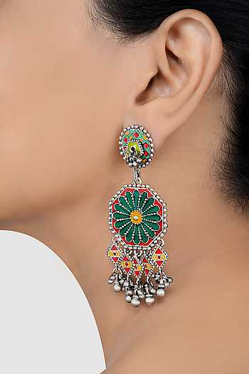 Multicolor - Naimat Ghungroo Work Fabart Handmade Earrings main image 1