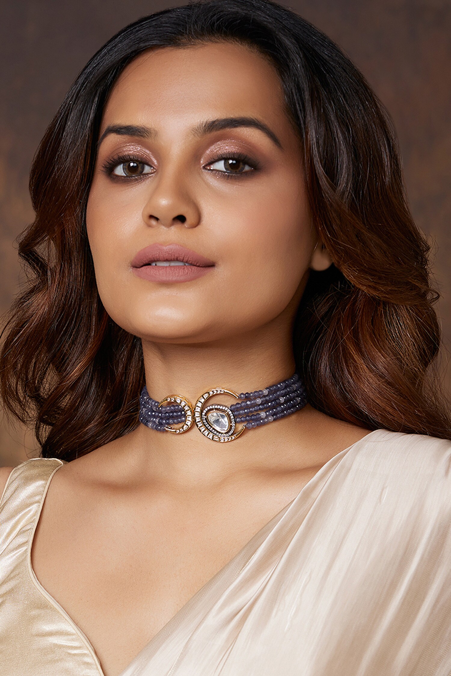 Buy Blue Agate Beads Embellished Antique Choker Necklace by joules by